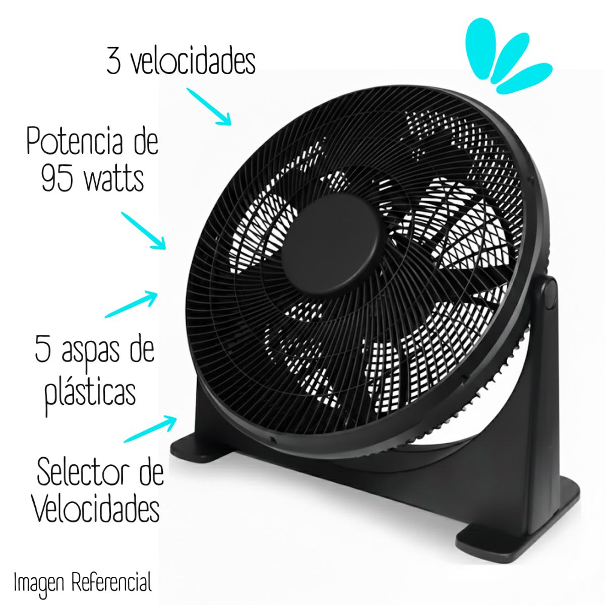 GENERICO - Ventilador de Piso de 20" Evolution - 95 Watts / EIFF-20 - NEGRO