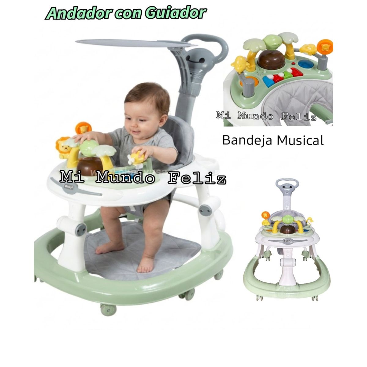 Baby - Andador para Bebe Multifuncional con Guiador Verde