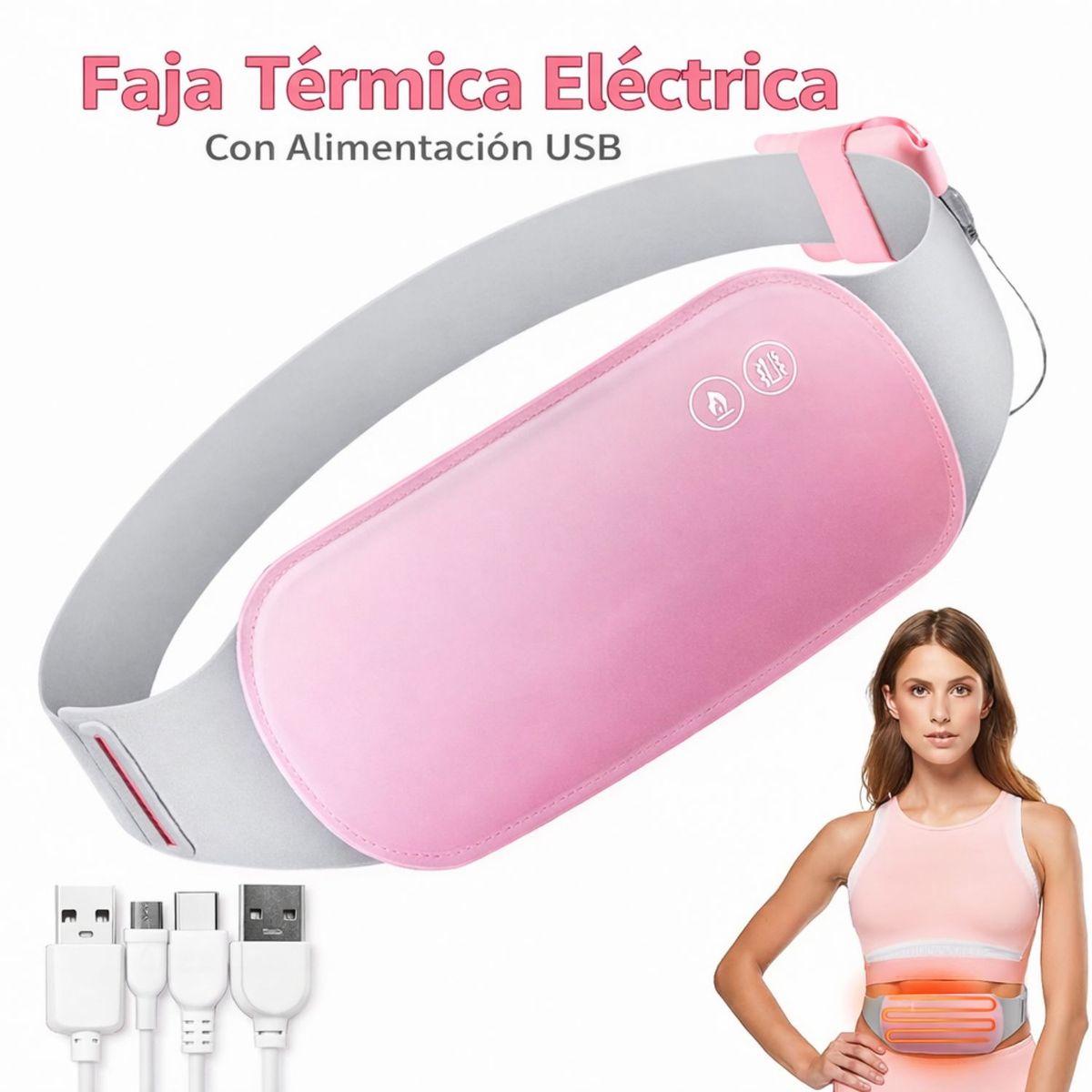 VICTORIA - Cinturón Térmico Abdominal para Alivio del Dolor Menstrual con Power Bank