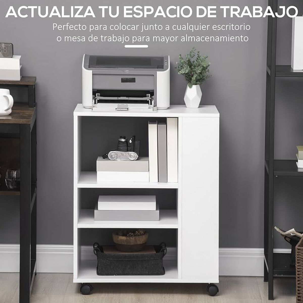 GENERICO - MUEBLE AUXILIAR PARA IMPRESORA DE MELAMINA MOVIBLE