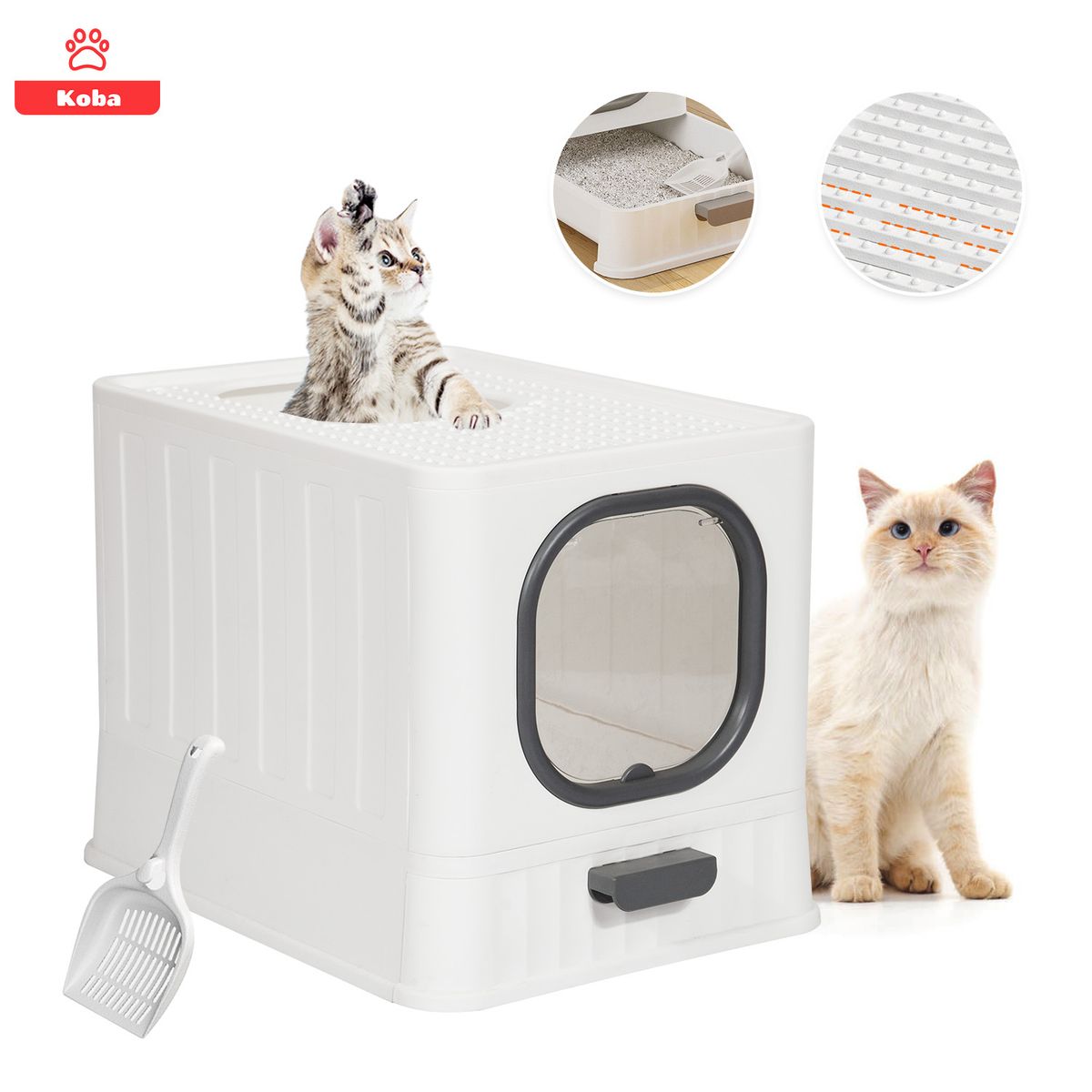 KOBA - Arenero Para Gatos Cerrado Grande Con Pala