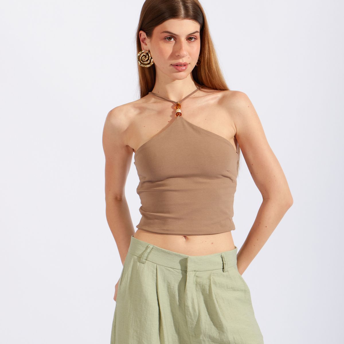 LUVARO - Crop Top Halter Cuentas
