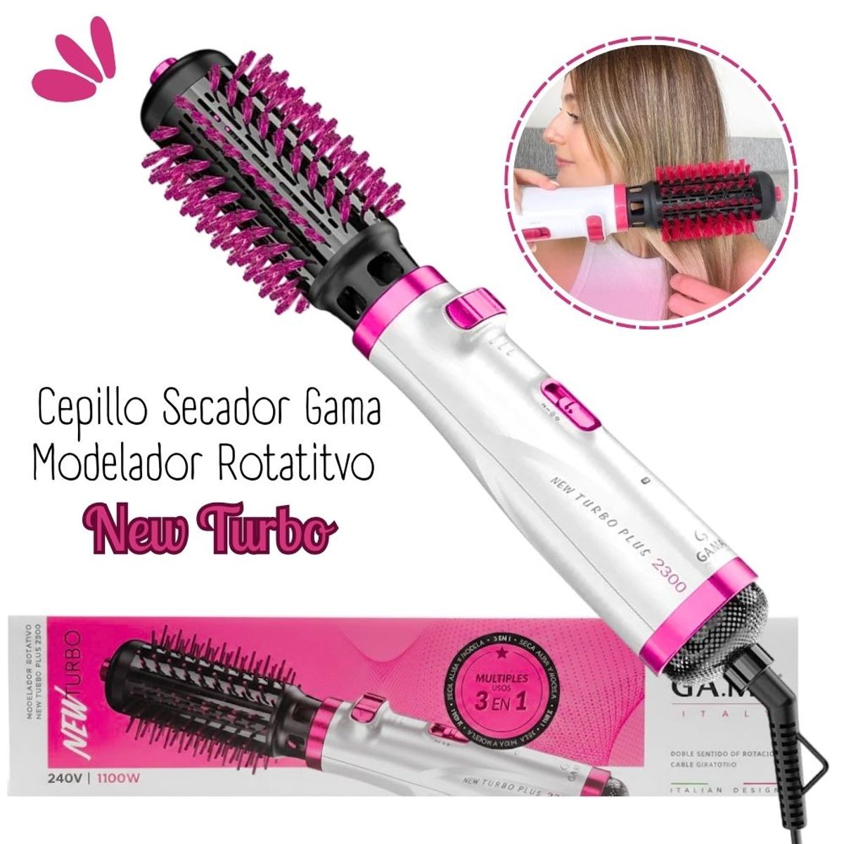 GAMA - Cepillo Secador Gama Modelador Rotatitvo New Turbo Plus 2300