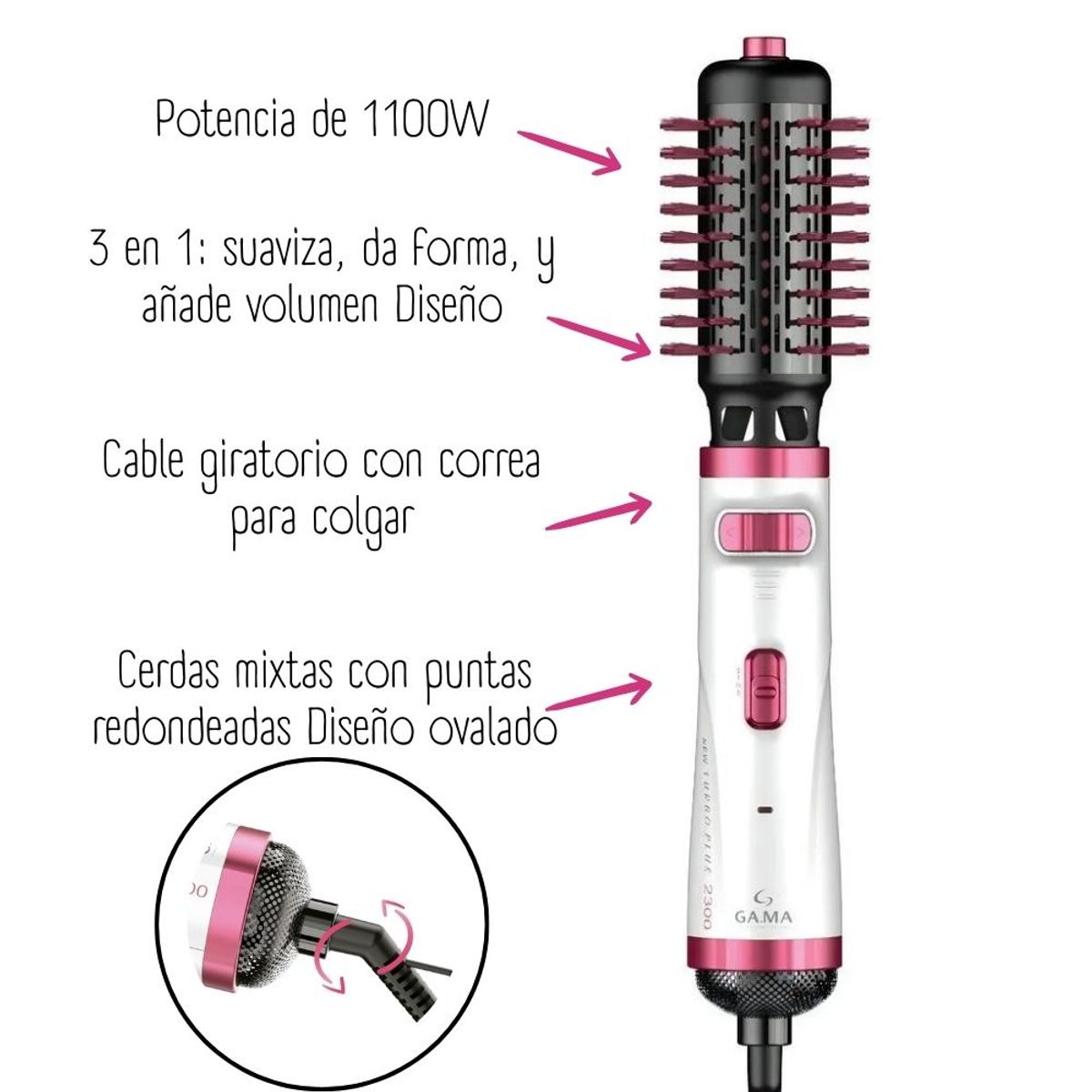 GAMA - Cepillo Secador Gama Modelador Rotativo New Turbo Plus 2300