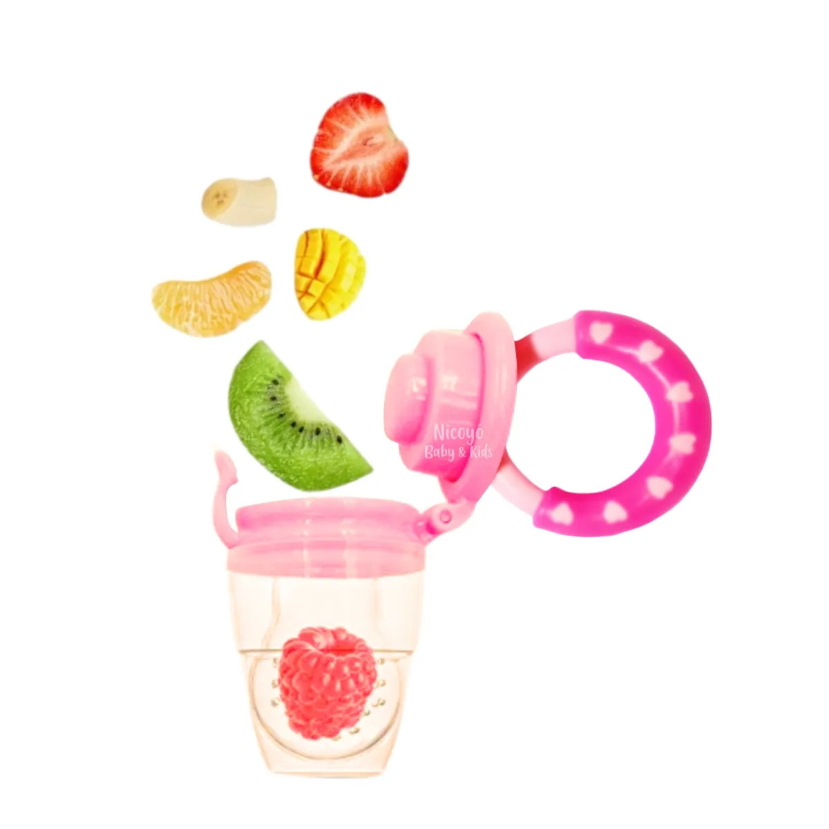 MIMOS - Chupón Alimentador de Frutas para Bebé con Tetina de Repuesto ROSADO