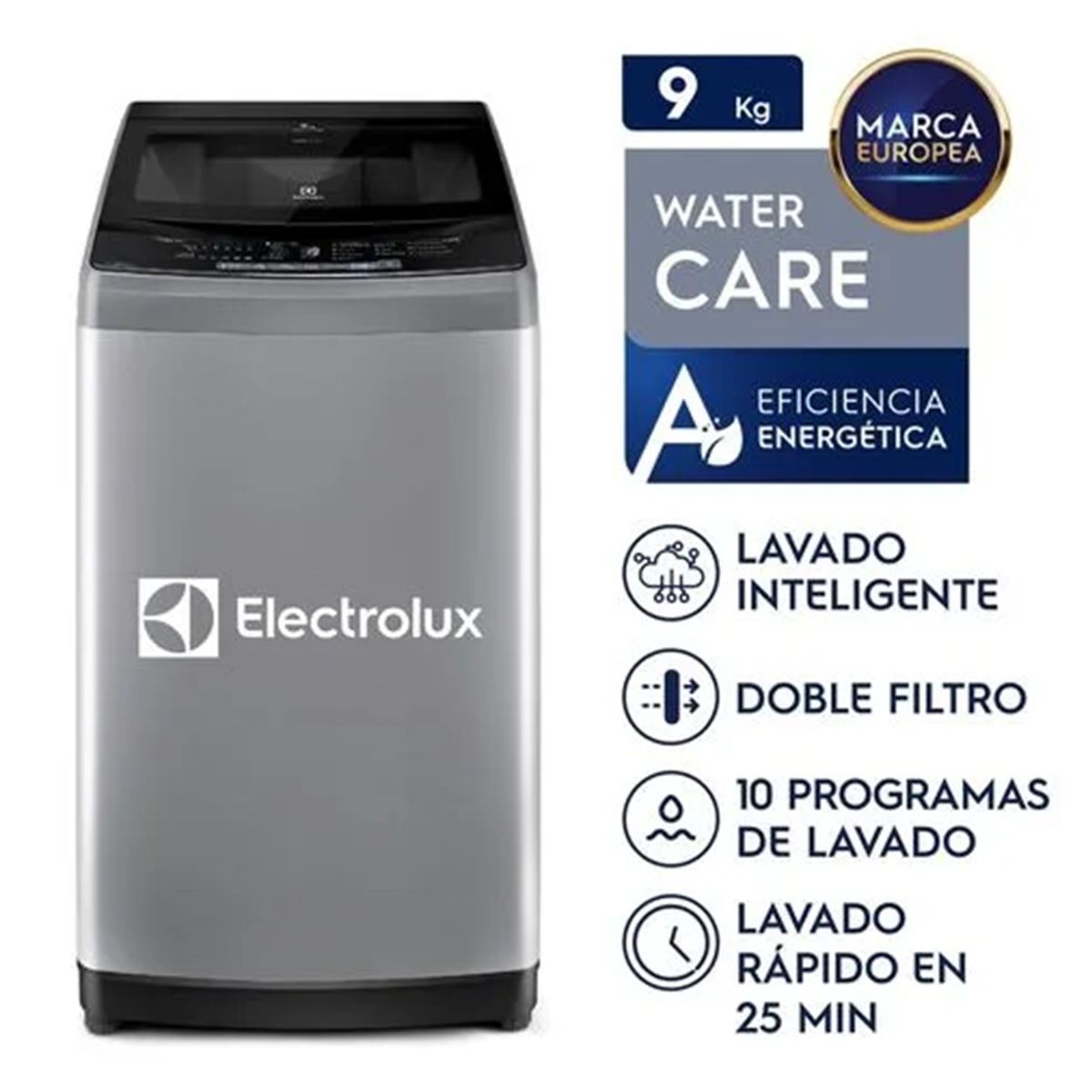 ELECTROLUX - Lavadora Electrolux Carga Superior 9kg Premium Care Gris EWIW09F2USVG