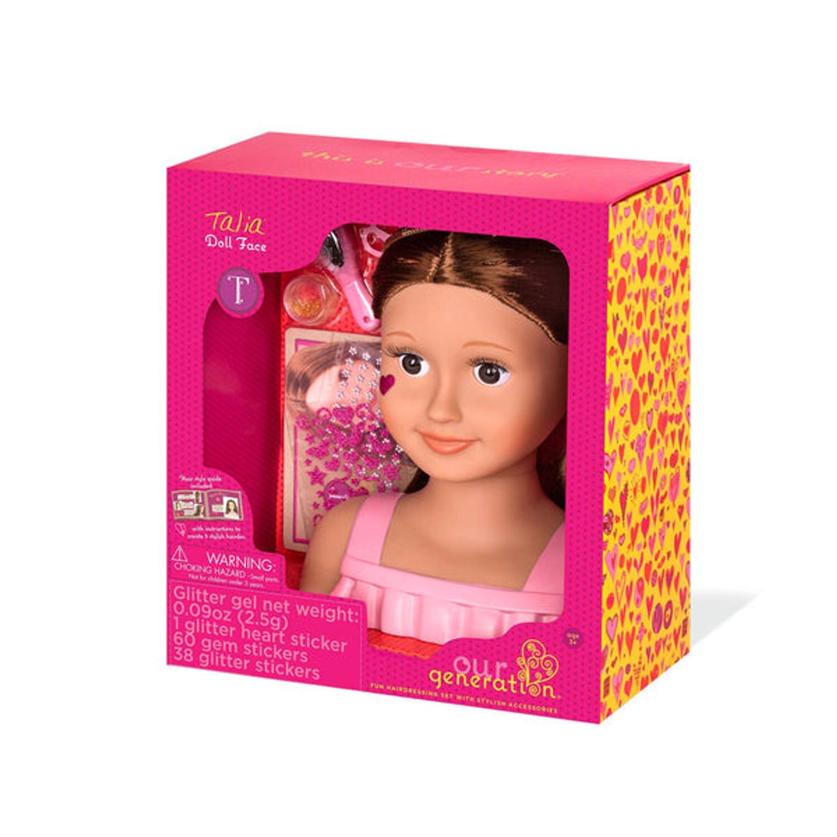 Cabeza de muñeca para peinar Talia con accesorios, marca OUR GENERATION - Foto Principal