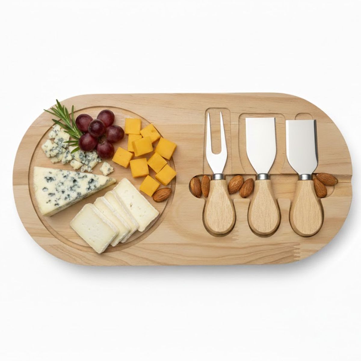 GENERICO - Tabla Para Quesos Y Piqueos Madera Natural Con Accesorios