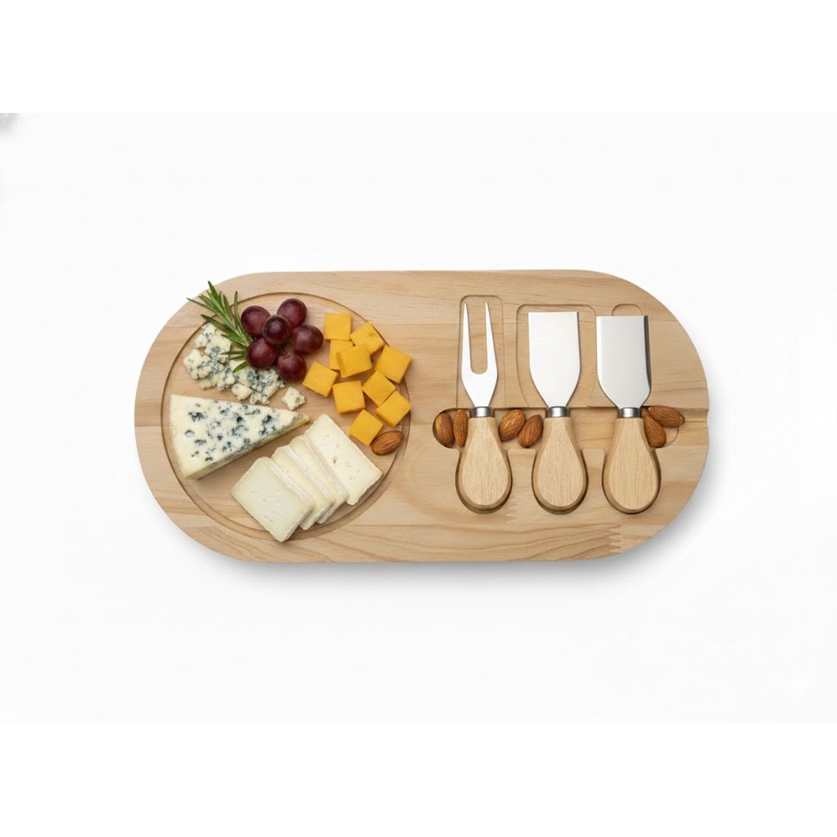 GENERICO - Tabla Para Quesos Y Piqueos Madera Natural Con Accesorios