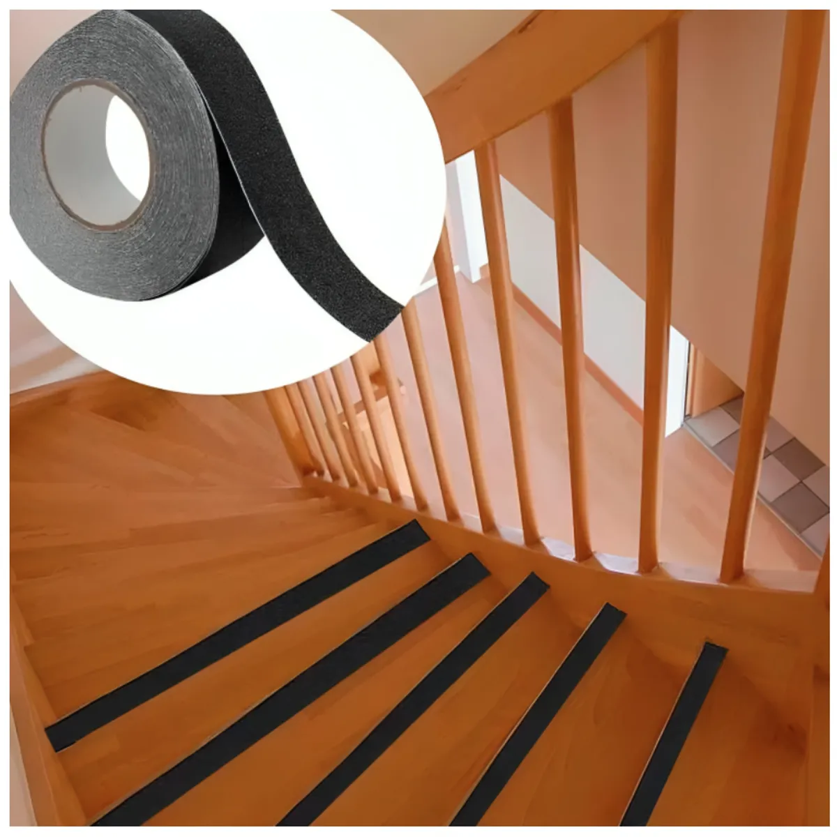 GENERICO - Cinta Antideslizante Negra de Poliéster 50mmx5m