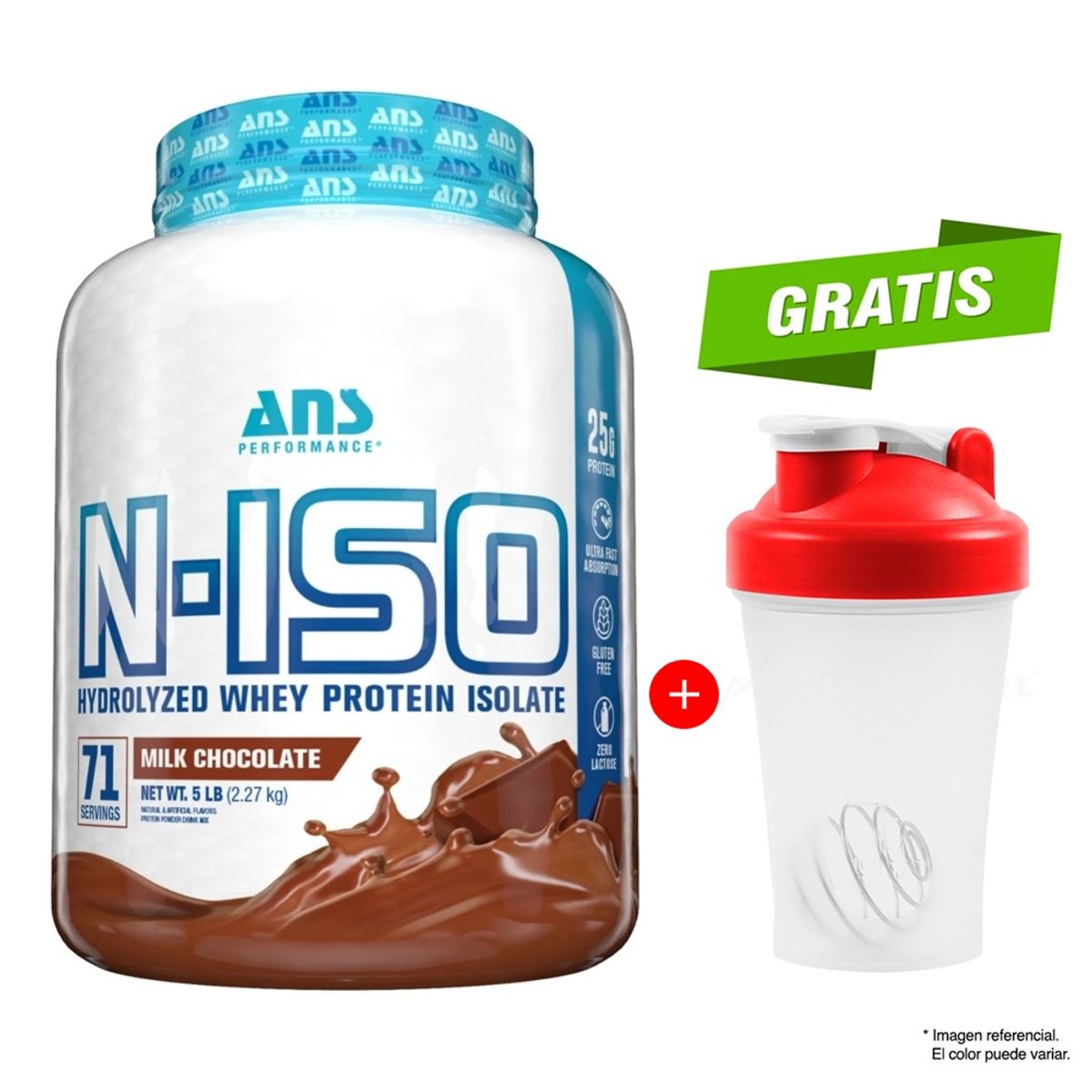 ANS PERFORMANCE - Proteína Ans Performance N-ISO WHEY PROTEIN ISOLATE 2.27 Kg Chocolate + Shaker