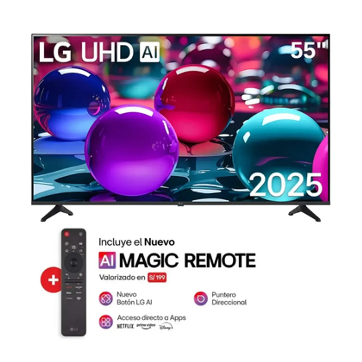 LG - TELEVISOR  LED DE 55" SMART TV LG 2025 + CONTROL MAGIC MR25GA