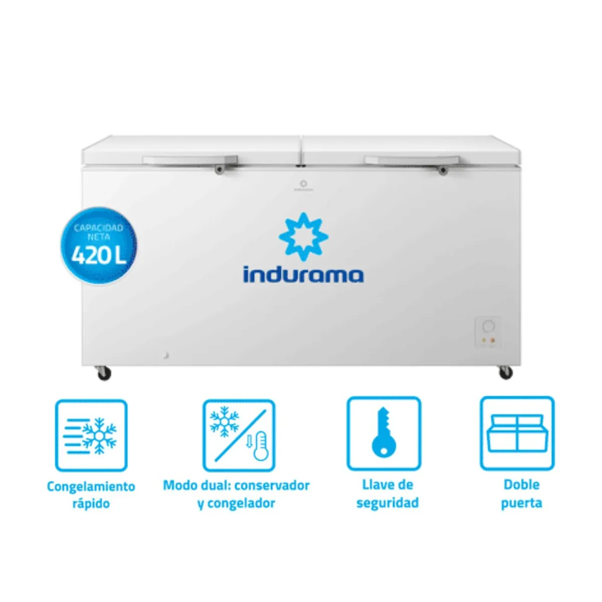 INDURAMA - Congeladora Indurama Horizontal 420L de 2 Puertas - CI-420 BL