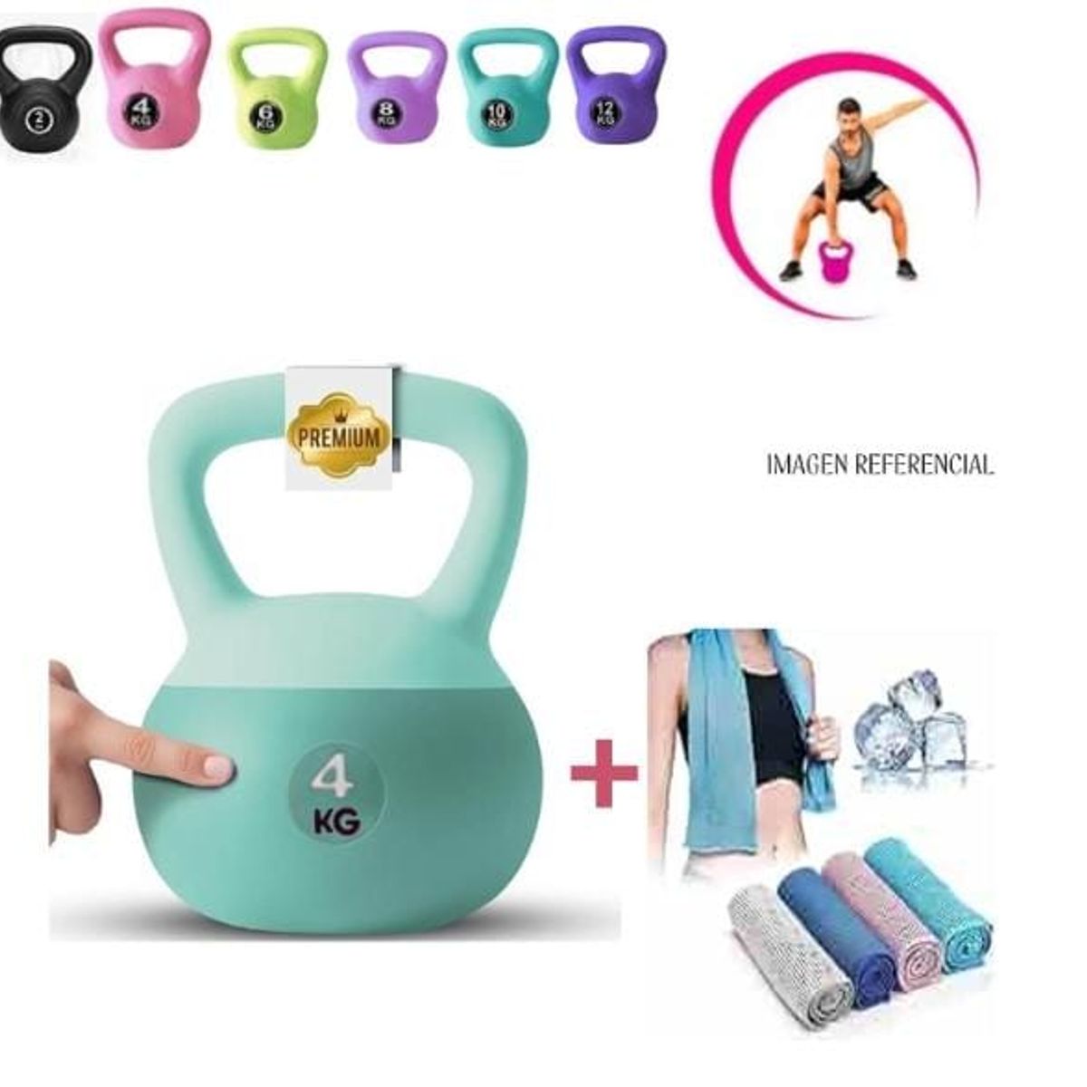 GENERICO - Pack 1 Pesa Rusa 4kg + 2 Toallas Refrigerante