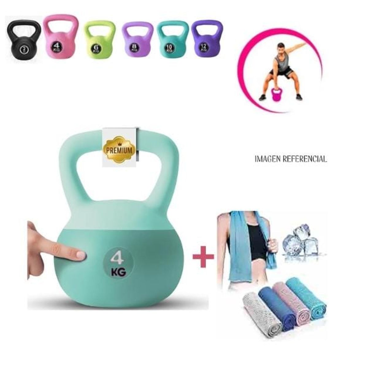 GENERICO - Pack 1 Pesa Rusa 4kg + 2 Toallas Refrigerante