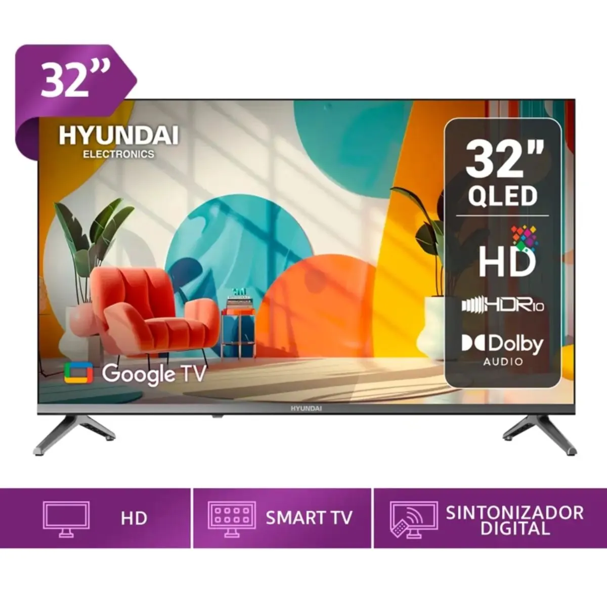 HYUNDAI - Televisor 32'' Hyundai QLED Smart TV HYLED3259QG 2025