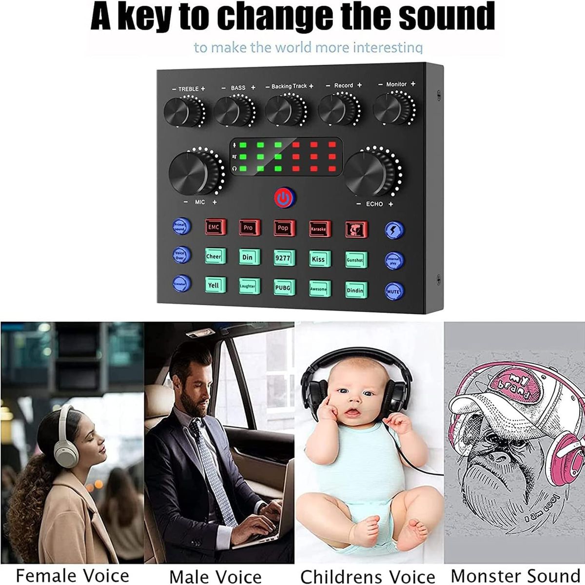 OEM - Tarjeta de Sonido V8S Recargable para Microfono Pc Celular Consola de Sonido Mezcladora Poscast