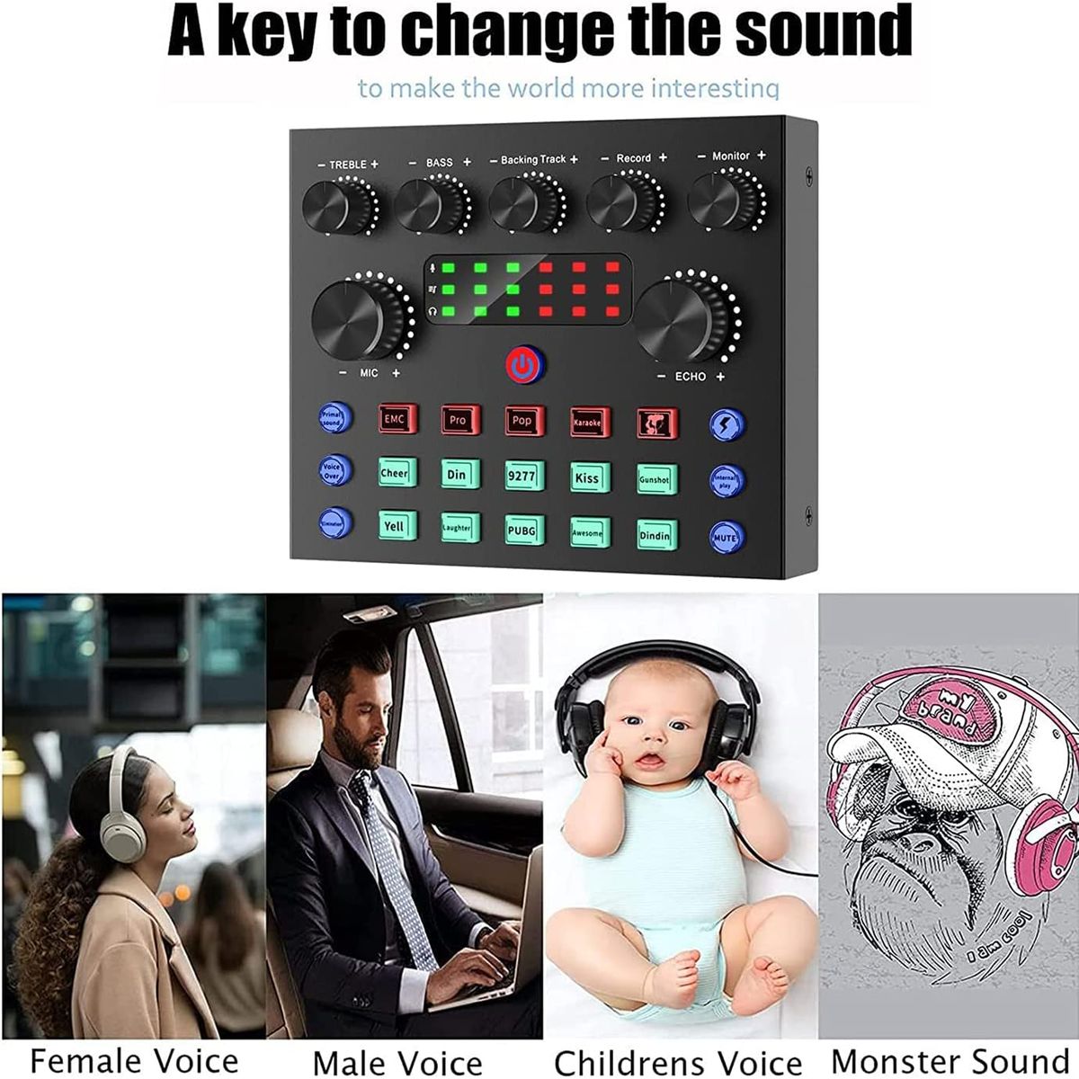 OEM - Tarjeta de Sonido V8S Recargable para Microfono Pc Celular Consola de Sonido Mezcladora Poscast