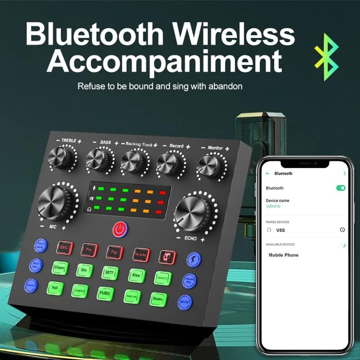 OEM - Consola de Sonido Mezcladora Poscast Tarjeta de Sonido V8S Recargable para Microfono Pc Celular