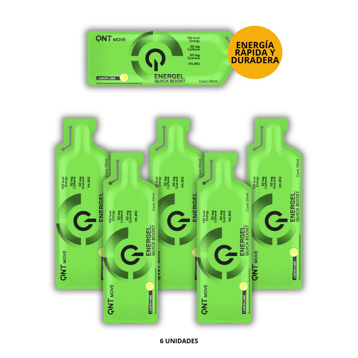 Qnt - PACK X 6 GELES ENERGETICOS SABOR LIMA LIMON