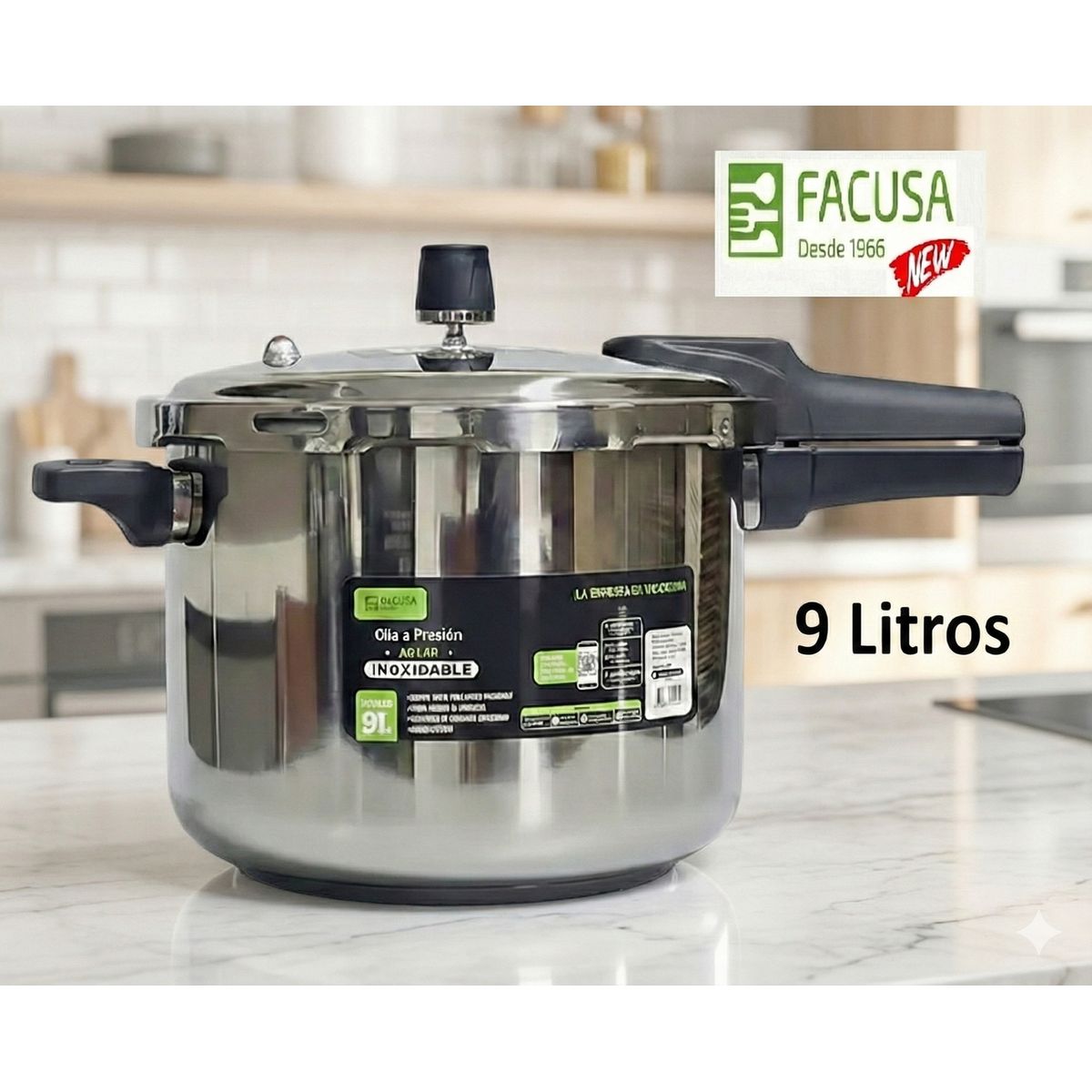 FACUSA - Olla a presión 9 Litros Acero Inoxidable Facusa