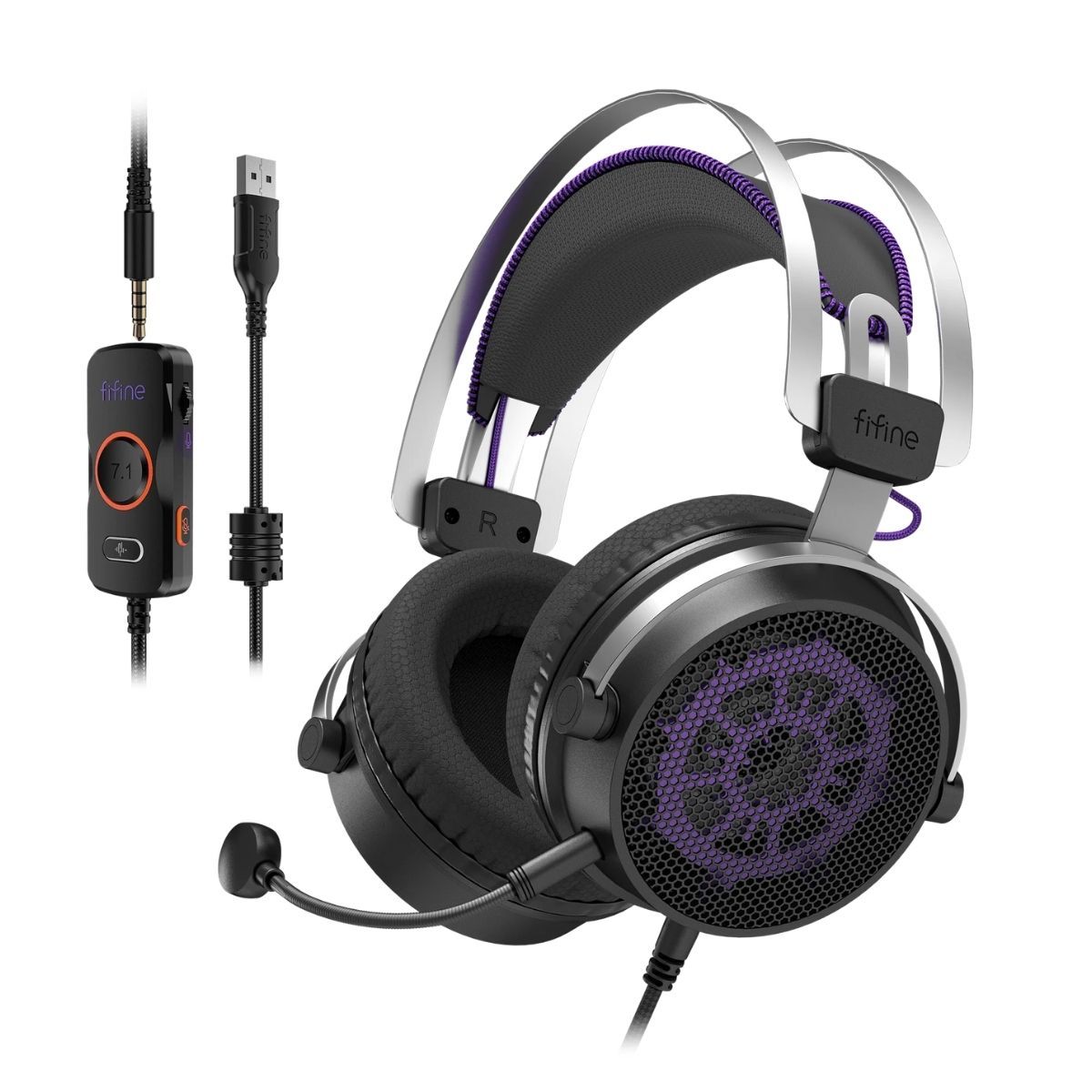 FIFINE - Fifine - Audífono Ampligame H18V RGB Sonido Virtual 7.1 - Negro