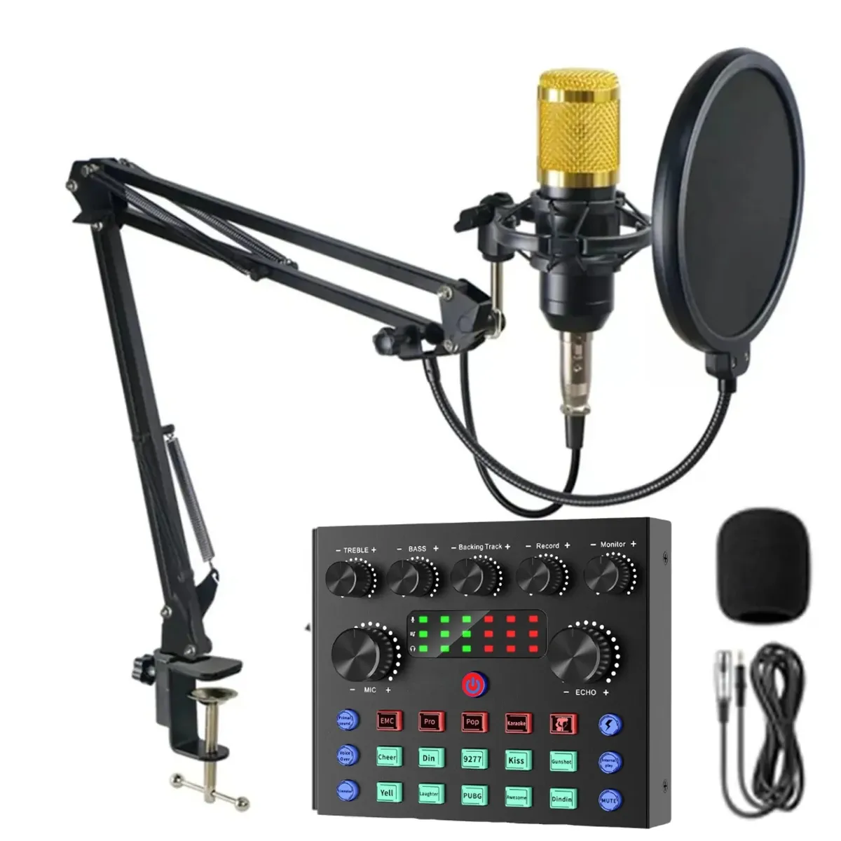 OEM - Tarjeta de Sonido Consola V8 + Kit Micrófono Condensador para Grabación de Estudio Podcast