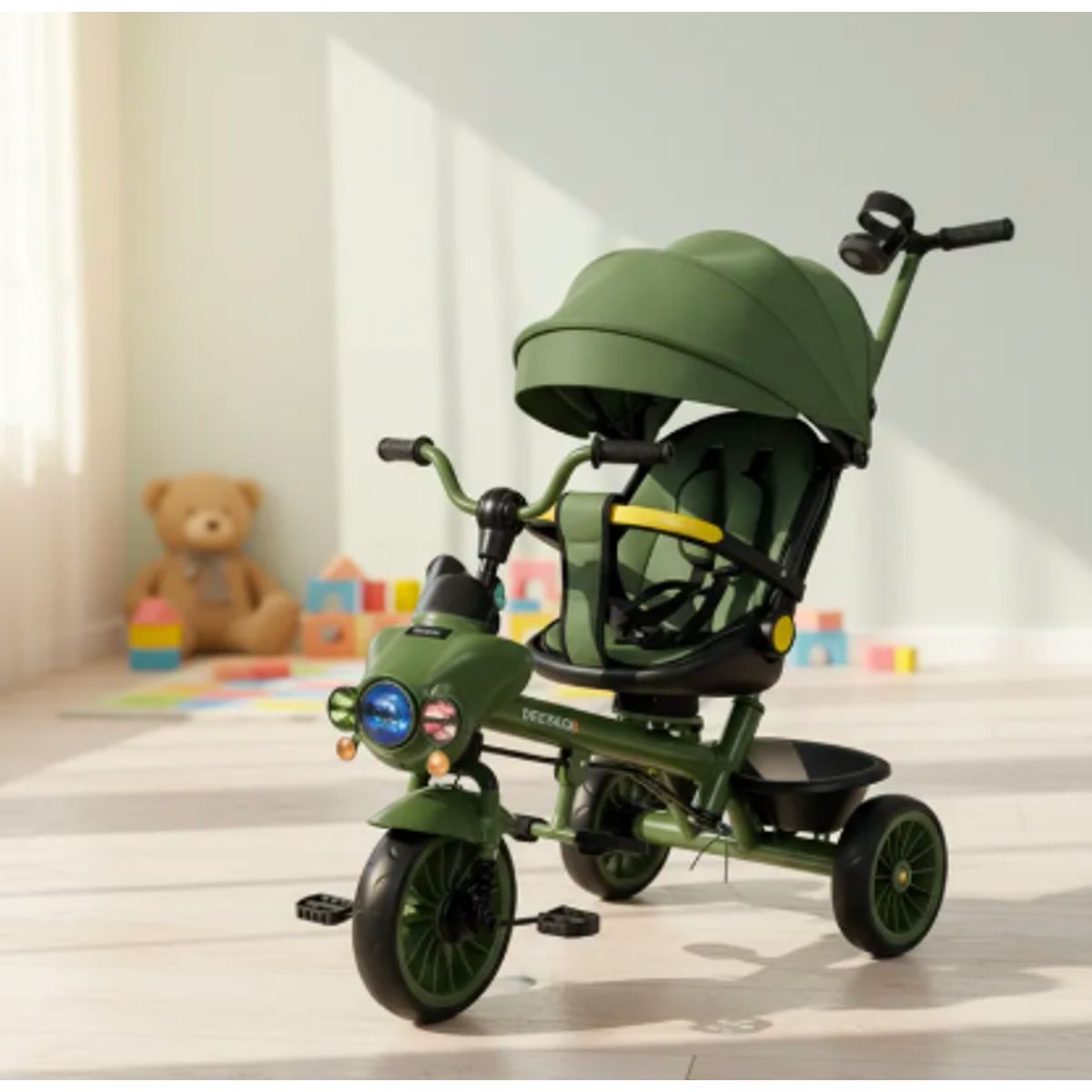 GENERICO - Triciclo Guiador Para Niño Plegable 2 en 1 Verde