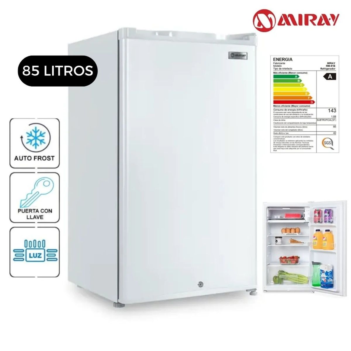 MIRAY - Frigobar Miray RM-91B 85 L- Blanco