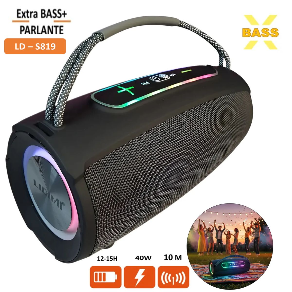 LIDIMI - Parlante  Bluetooth Portátil Lidimi LD-S819 40W