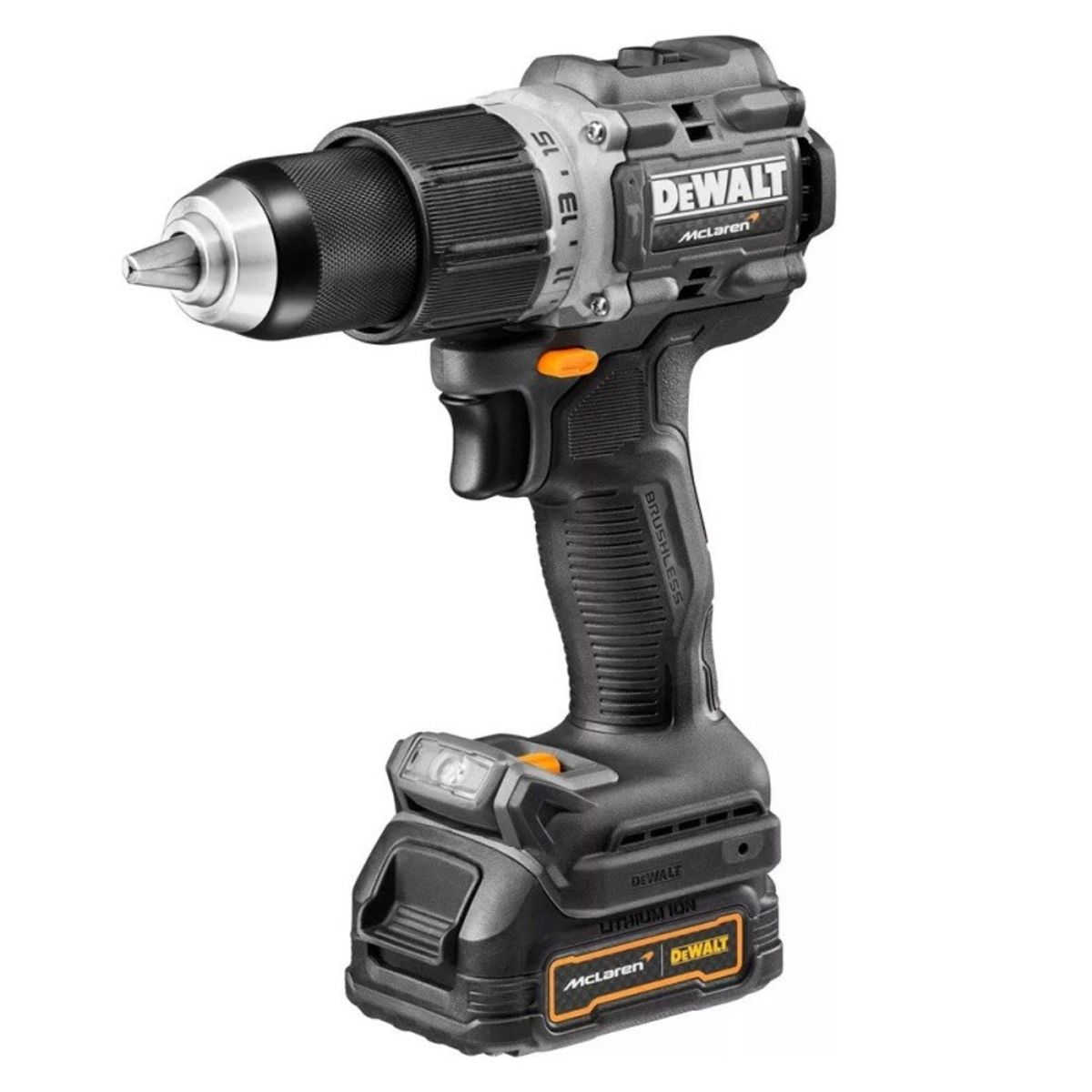 DEWALT - Taladro Percutor 12 + Atornillador de Impacto 14 Hex 20V Brushless Dewalt x McLaren DCK200ME2GT