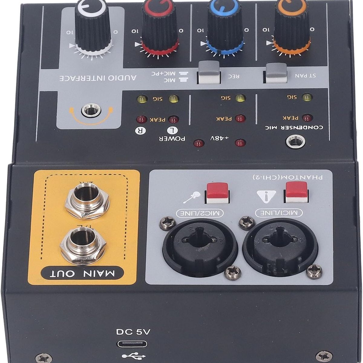 OEM - Mezclador de Audio Compacto 2 Canales Interfaz USB y Alimentación 48V Grabación Producción Musical