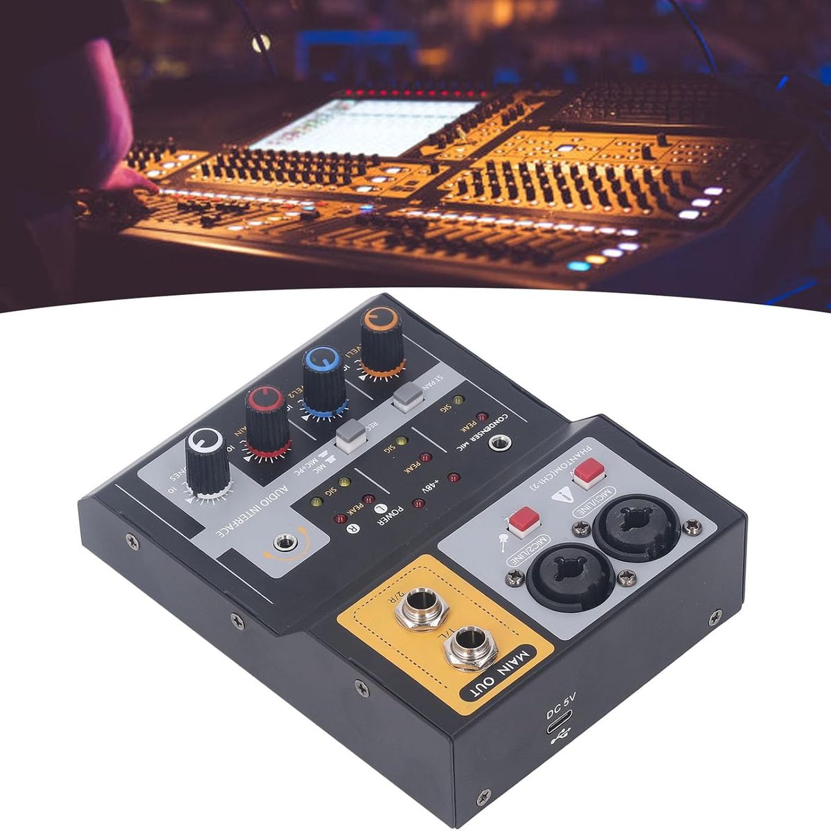 OEM - Mezclador de Audio Compacto 2 Canales Interfaz USB y Alimentación 48V Grabación Producción Musical