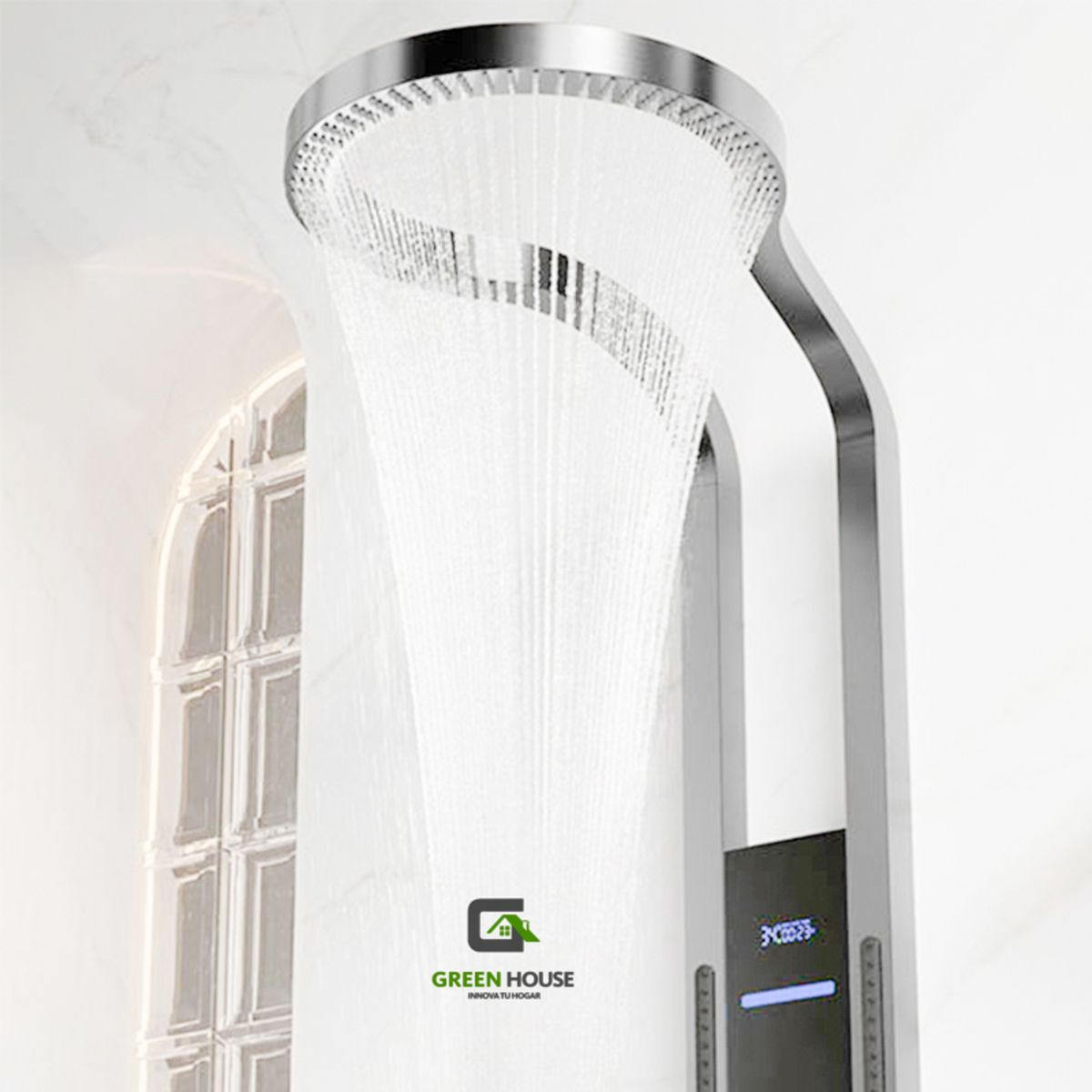 GREEN HOUSE - ELEGANTE COLUMNA DE DUCHA  HIDROELECTRICA  ACERO INOXIDABLE CROMADO