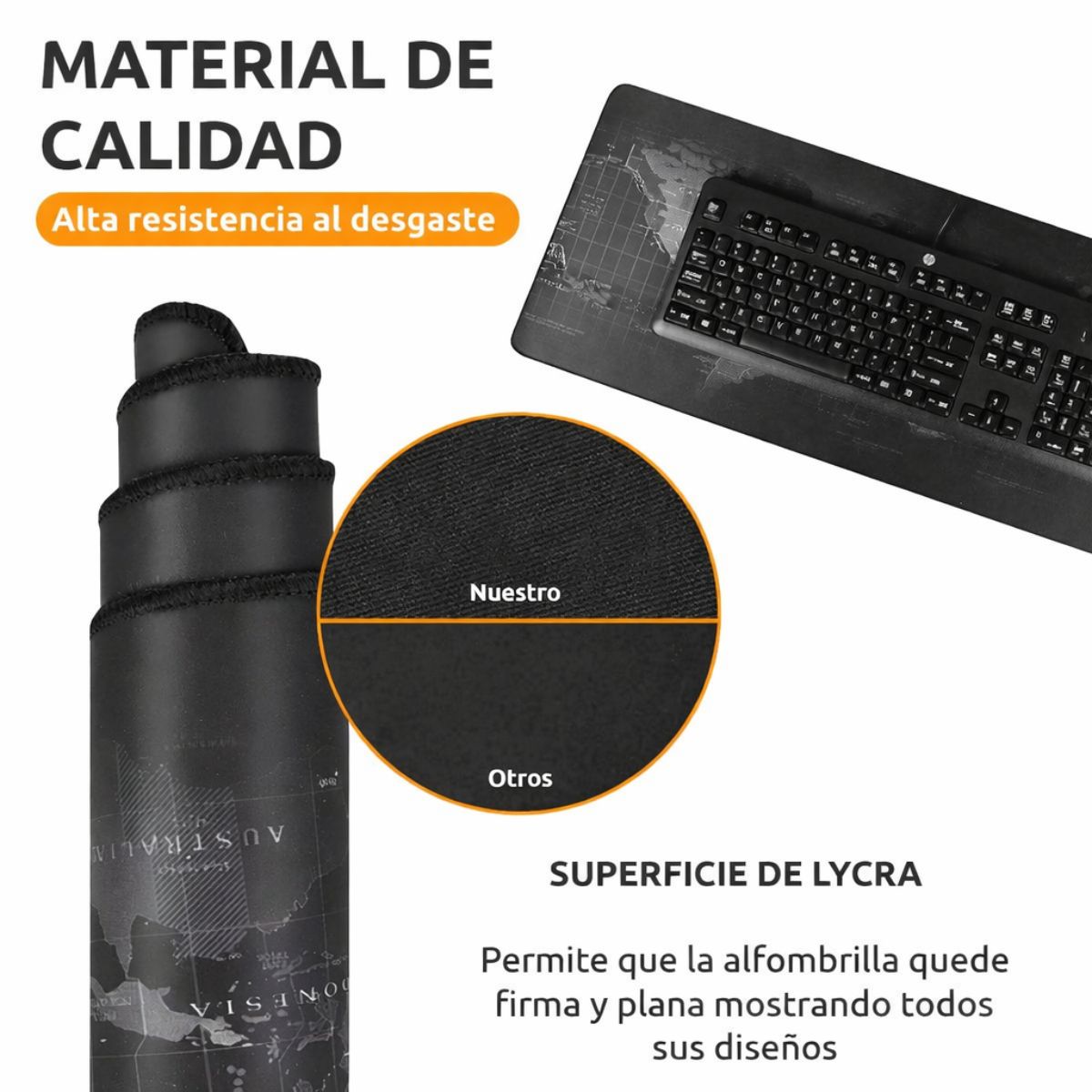 GENERICO - Mousepad Gamer XXL 80x30 Cm Mapa Mundial Antideslizante