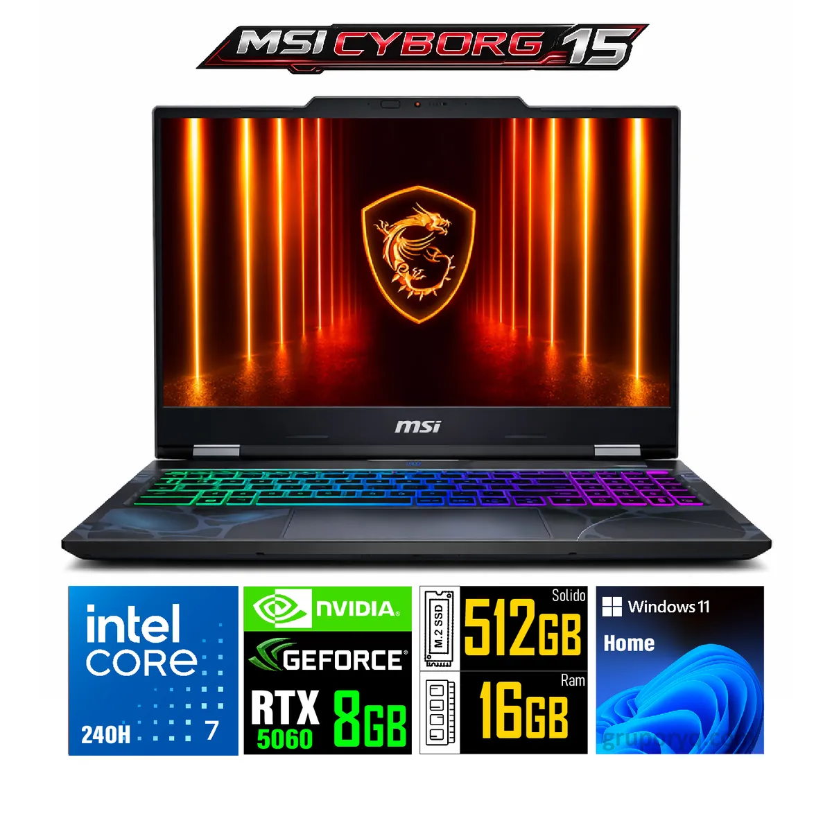 MSI - Laptop Gamer MSI Cyborg 15  (Equipo Americano) 15.6″ FHD Intel Core i7 CON 16GB y 512GB SSD  5060 8GB