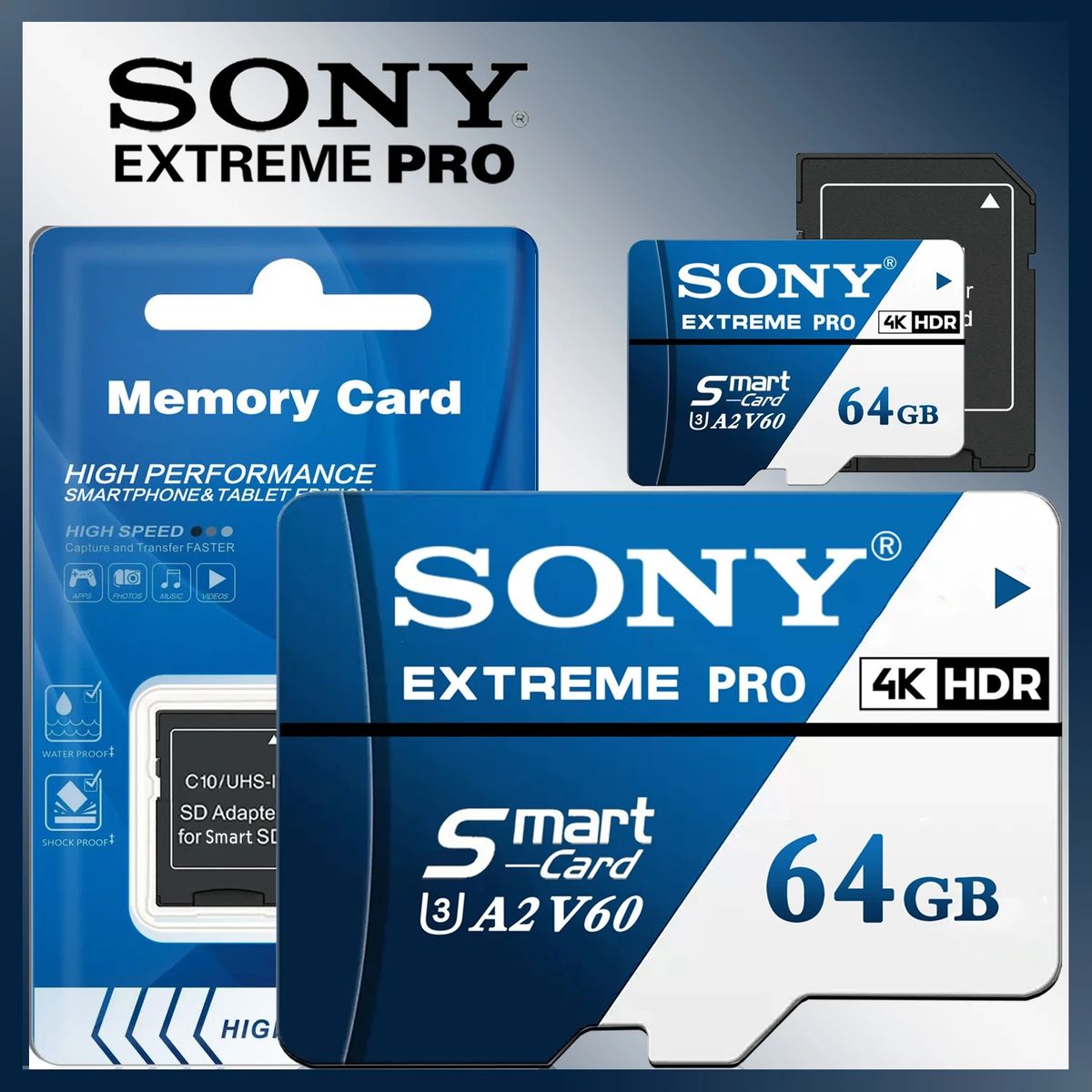 GENERICO - Memoria MicroSD Sony 64GB Clase 10 Tarjeta de Alta Velocidad 70MB/s con Adaptador SD