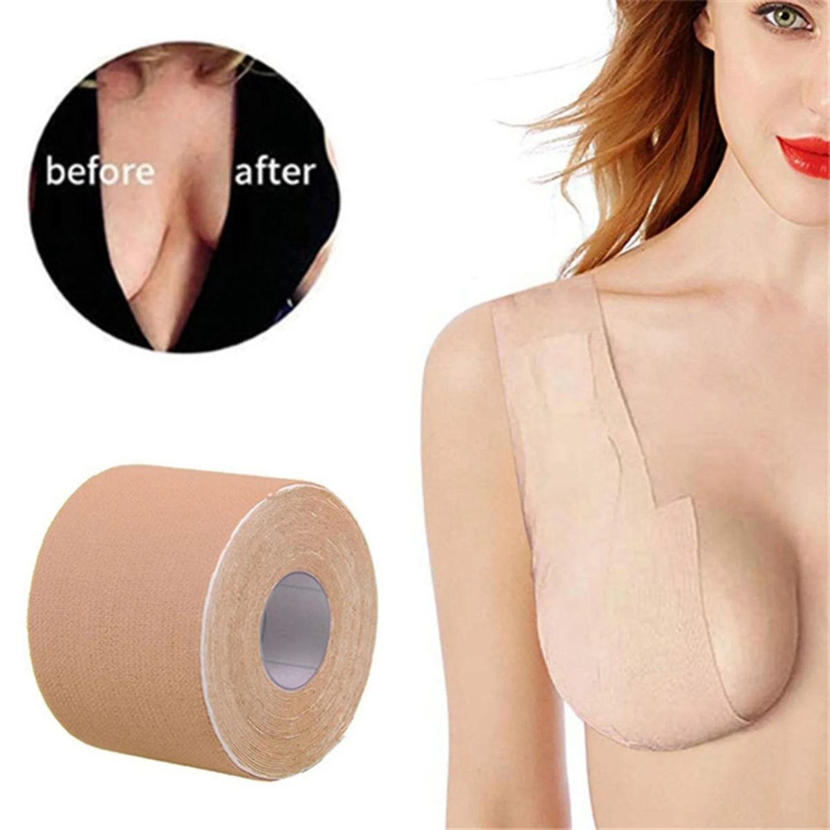 OEM - Cinta Levanta Sen0s Boob Tape Nude Invisible 5m x 5cm Adhesiva Soporte Discreto Push Up Reutilizable