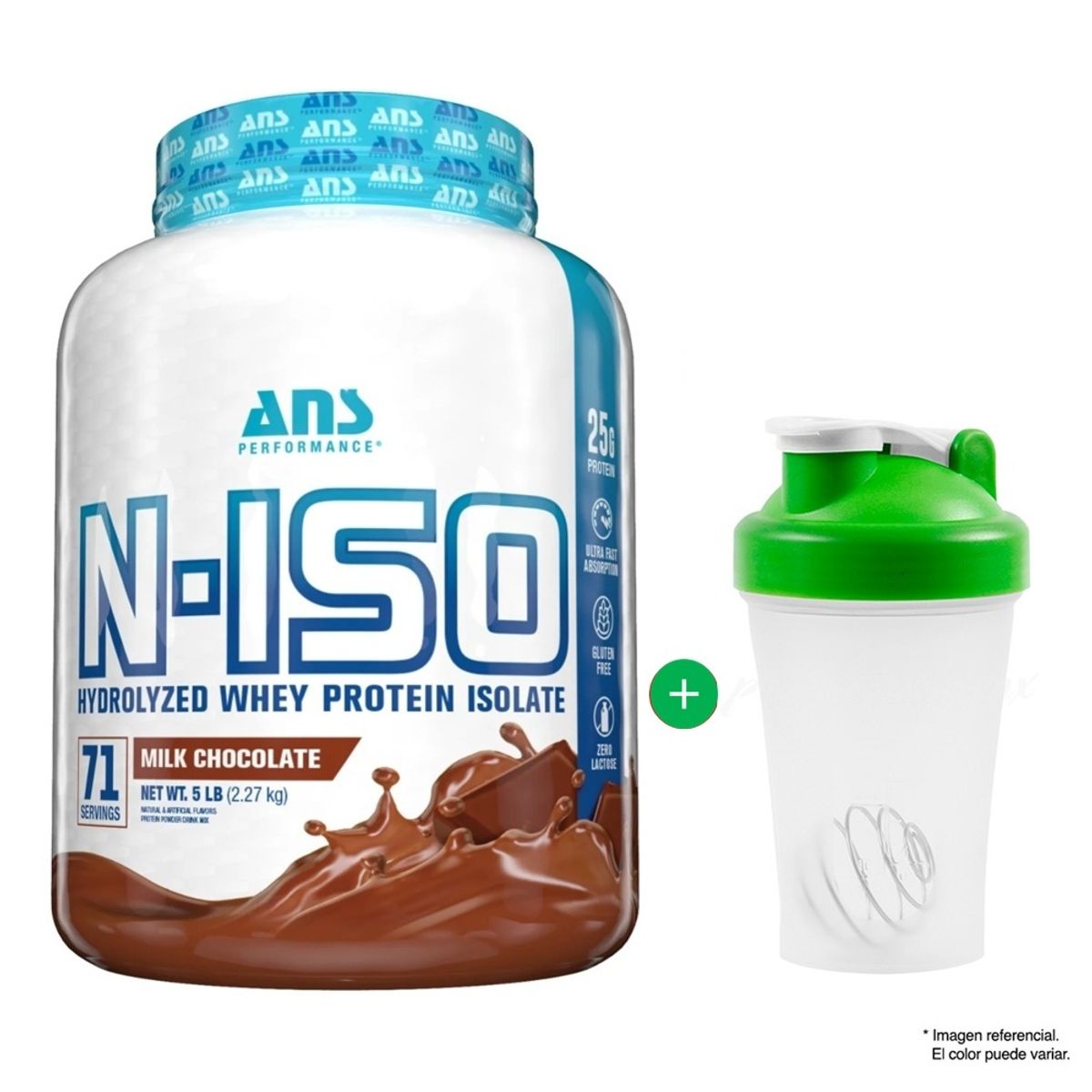 ANS PERFORMANCE - N-ISO WHEY PROTEIN ISOLATE 2.27 kilos proteína hidrolizada Chocolate + Obsequio