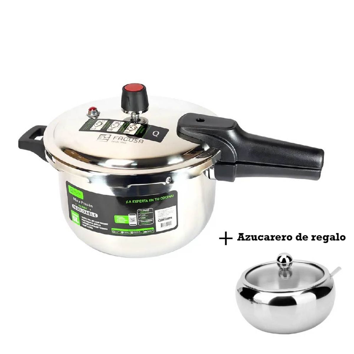 Olla A Presion FACUSA 5 lts Ace. Inox+ regalo, marca FACUSA - Foto Principal