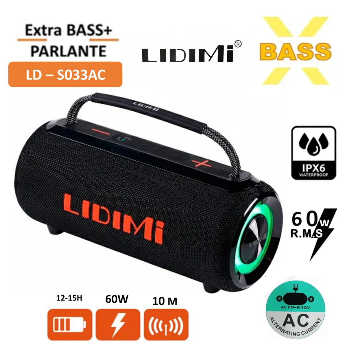 LIDIMI - Parlante Portatil LIDIMI LD-S033AC Bluetooth 60W