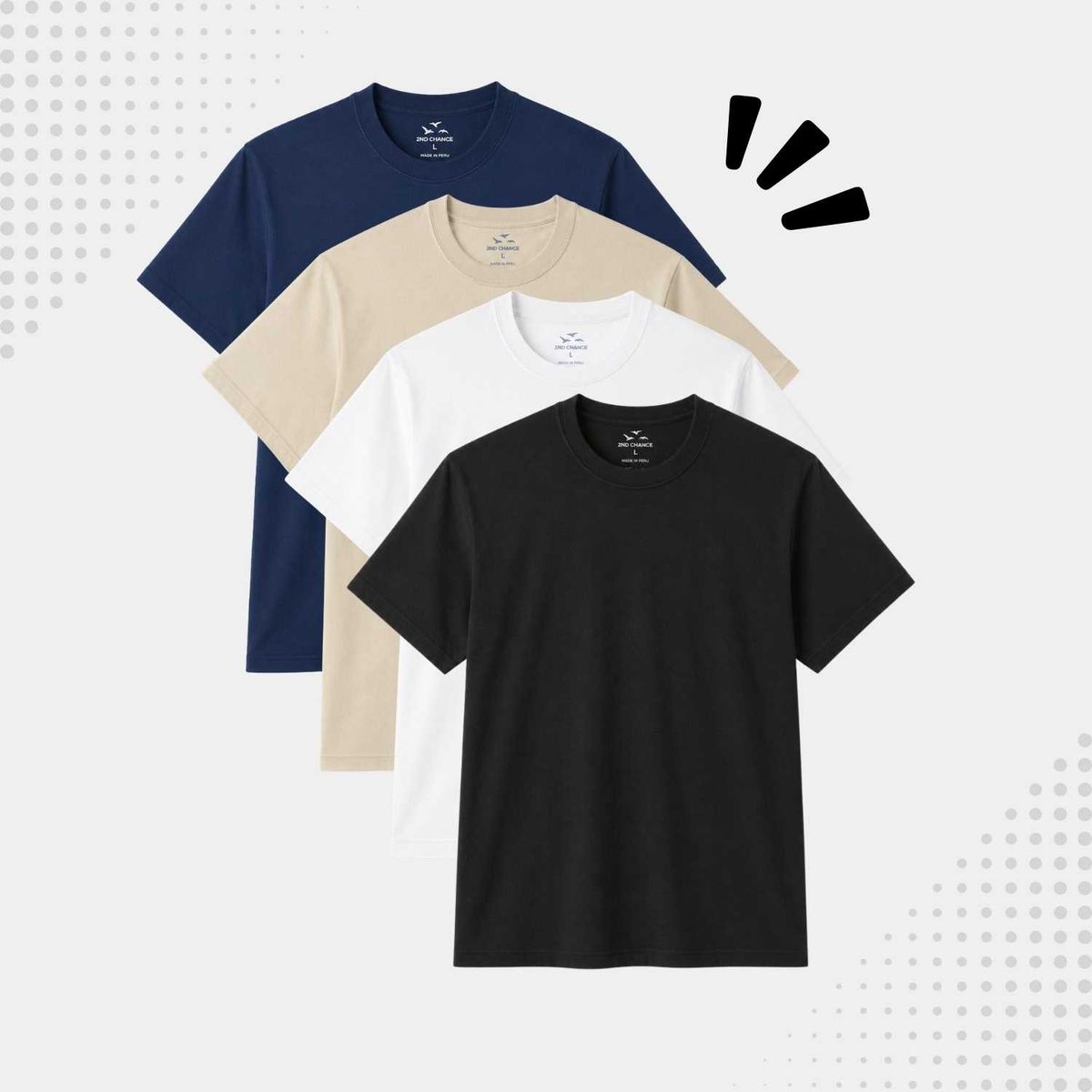 2ND CHANCE - Pack 4 Polos Hombre Cuello Redondo 100% Algodon Casual