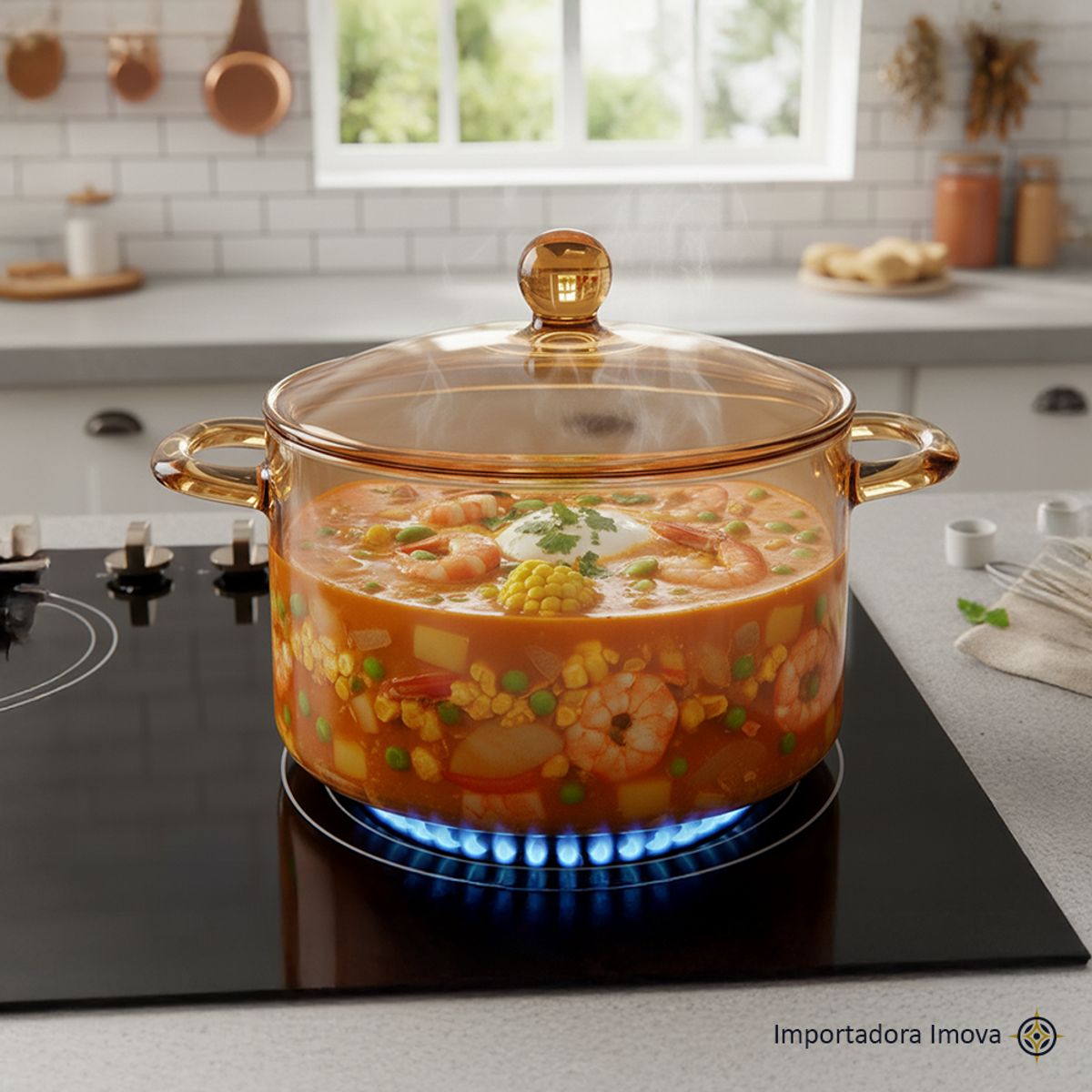 GENERICO - Olla dorada de borosilicato de 1500ml  importadora imova