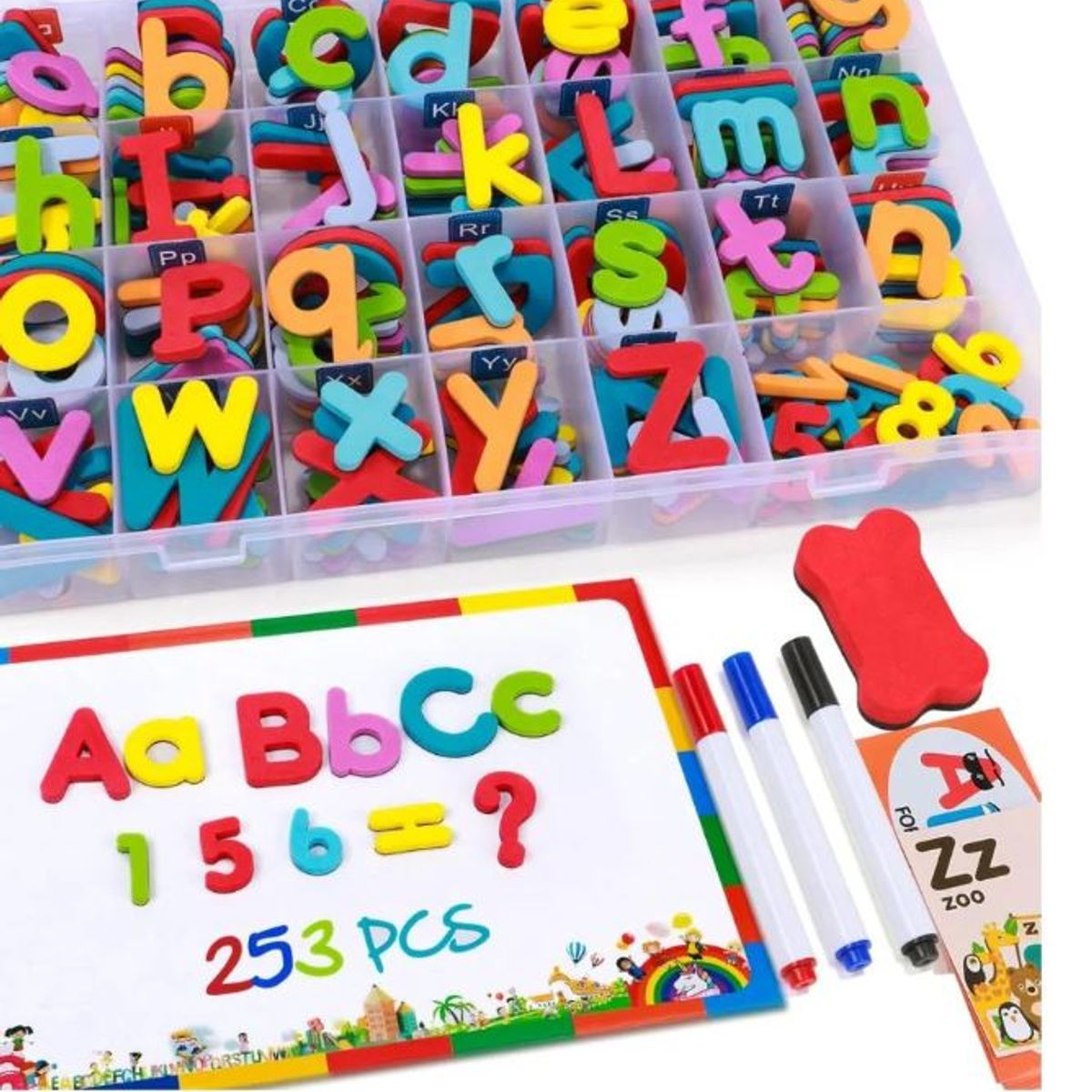 SET DIDÁCTICO DE LETRAS MAGNÉTICAS CON PIZARRA - 253 PCS, marca GENERICO - Foto 2