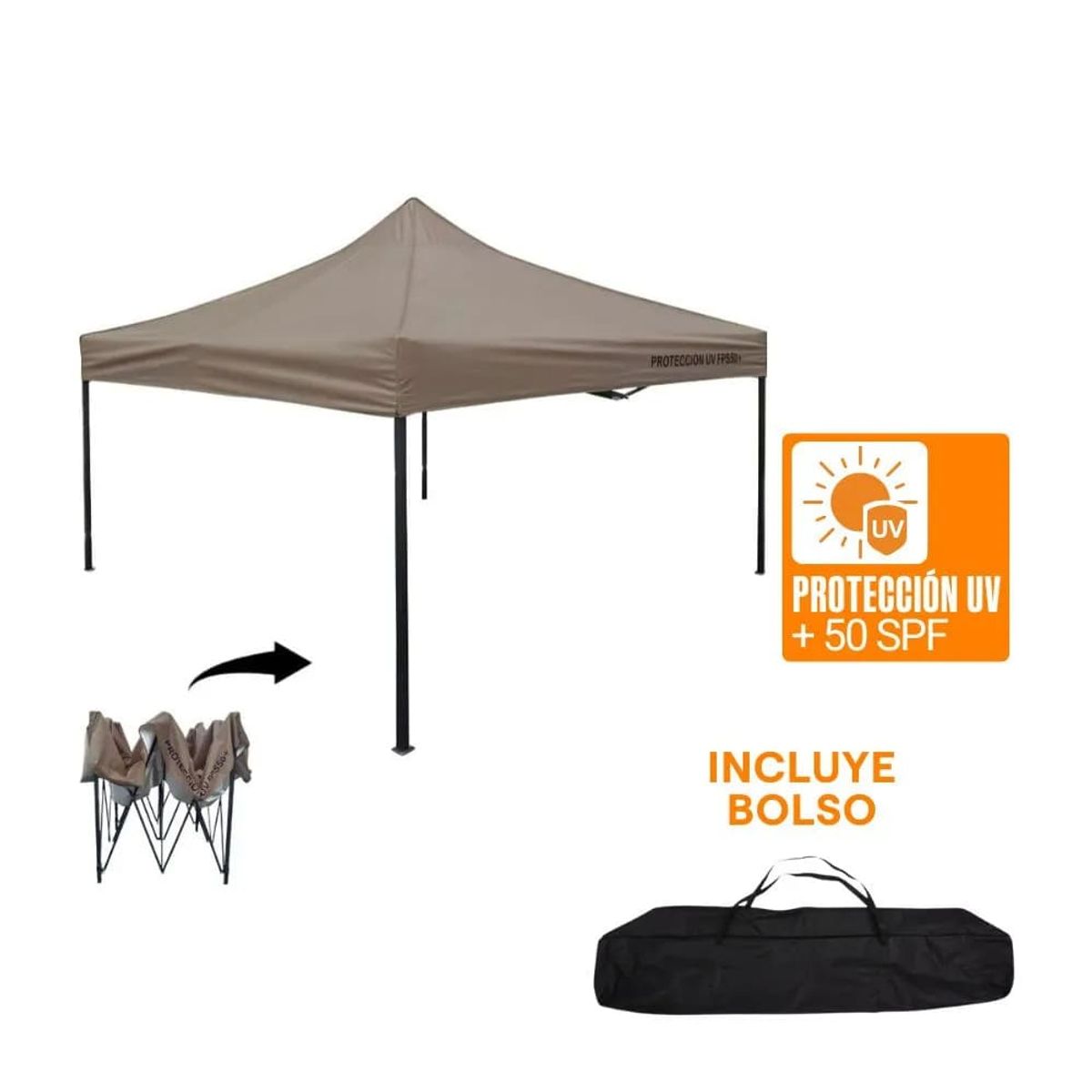 Toldo Plegable 3x3M Moderno Resistente Protección Solar para Eventos Ferias Beige, marca GENERICO - Foto 2