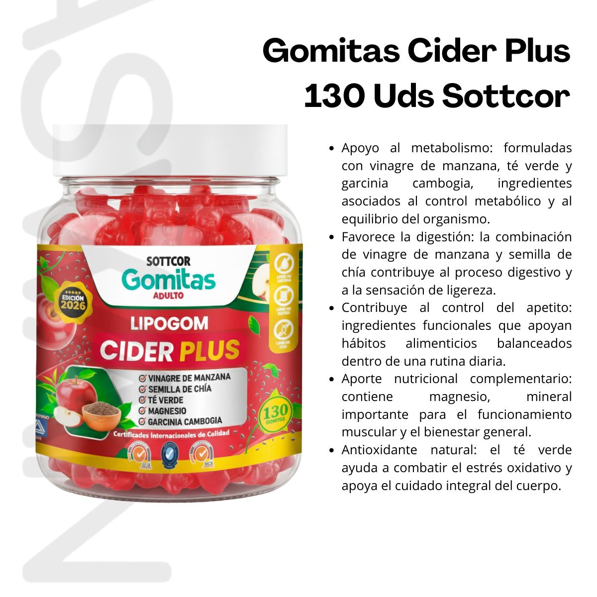 GENERICO - Gomitas Cider Plus Adulto Sottcor 150 unidades