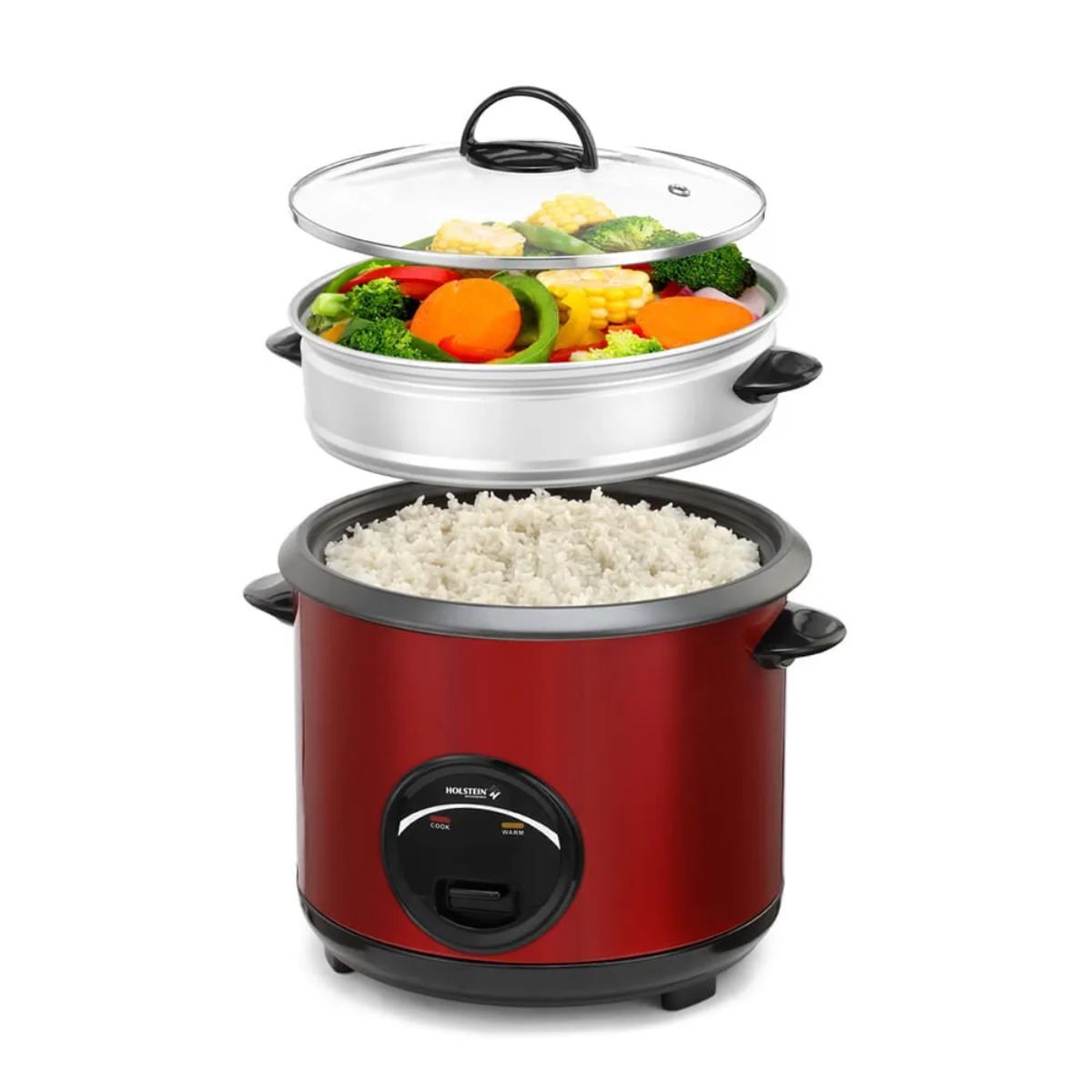 HOLSTEIN HOUSEWARES - Olla Arrocera Holstein HH09171002R 5 l Roja con Vaporera