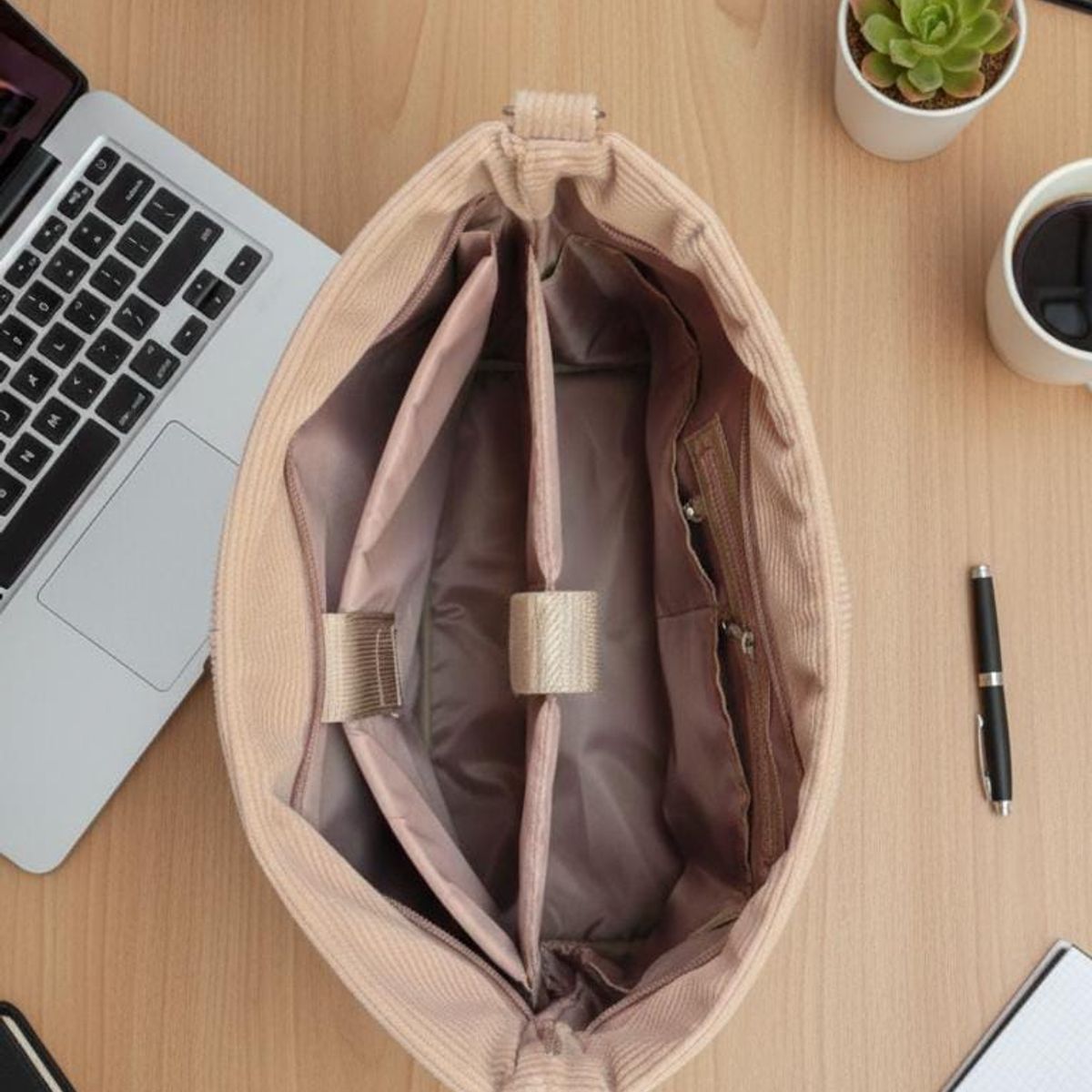 GENERICO - BOLSO PORTALAPTOP DE CORDUROY PARA MUJER PREMIUM ROSADO