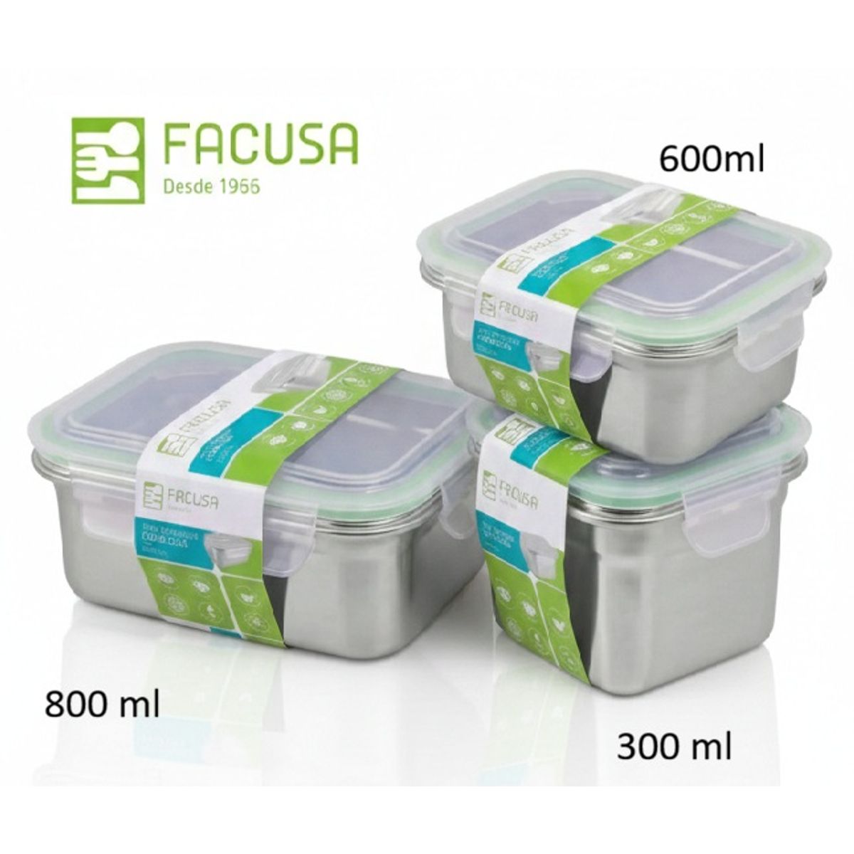FACUSA - Set X3 Taper Acero Inoxidable FACUSA  800 Ml , 600 Ml y 300 Ml