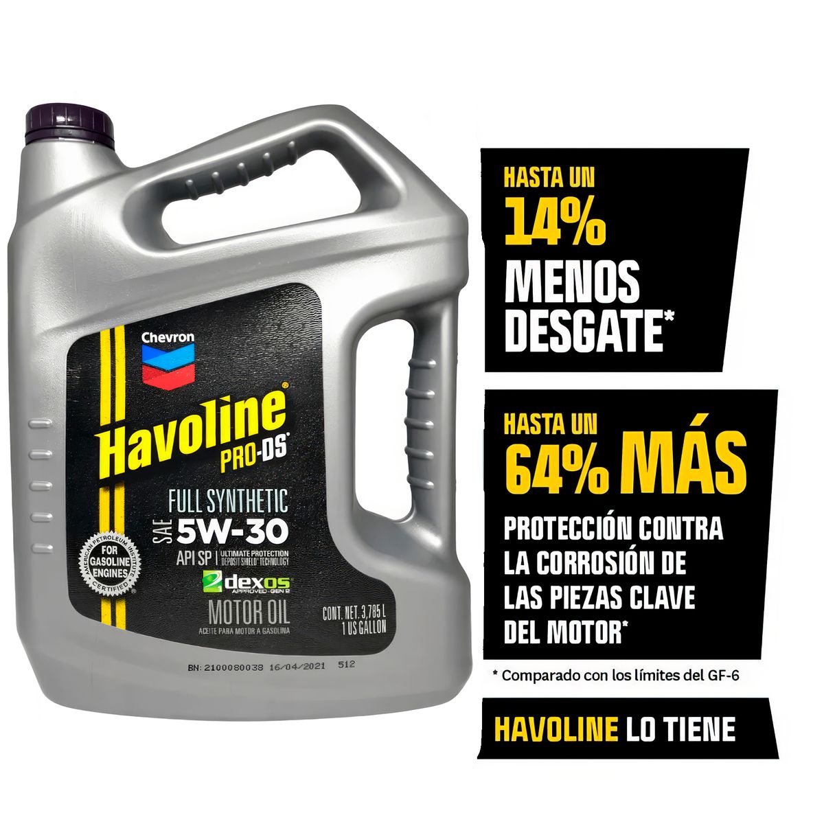 CHEVRON - Aceite de Motor Havoline ProDS Full Sintetico 5-30W Galon USA
